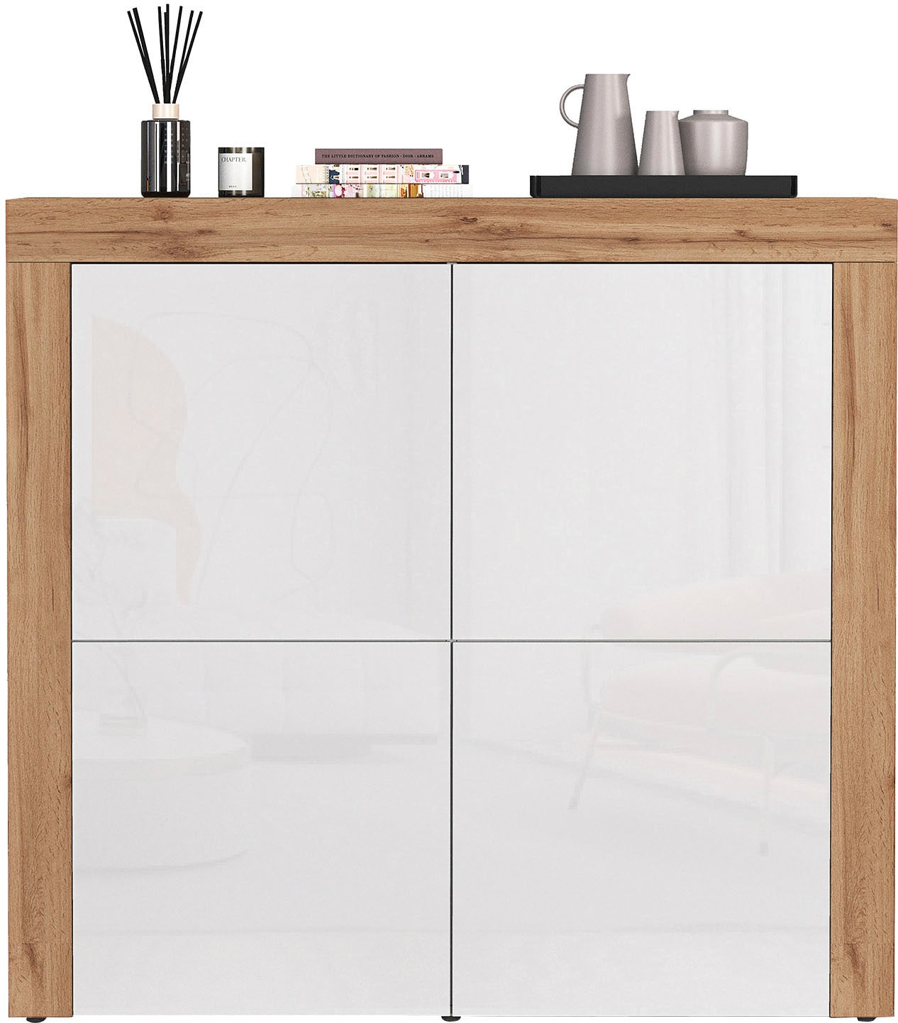 OTTO home Highboard »CHRONOS Breite 140 cm mit 4 Türen und 8 Fächer 'Made in Italy'« 1 Stk. tlg. Hohes Sideboard, Kommode, Schrank, Grifflos mit Push to Open