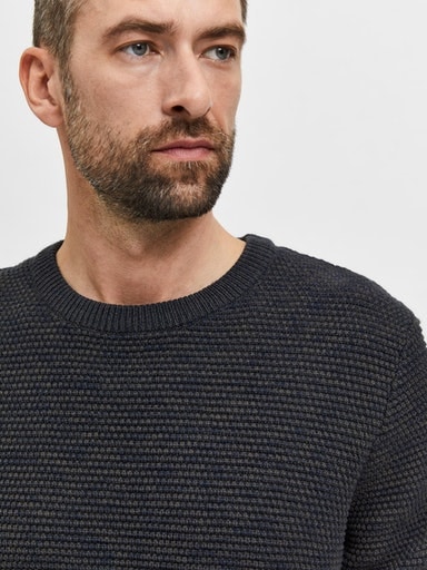 SELECTED HOMME Rundhalspullover »SLHVINCE LS KNIT BUBBLE CREW NECK NOOS«