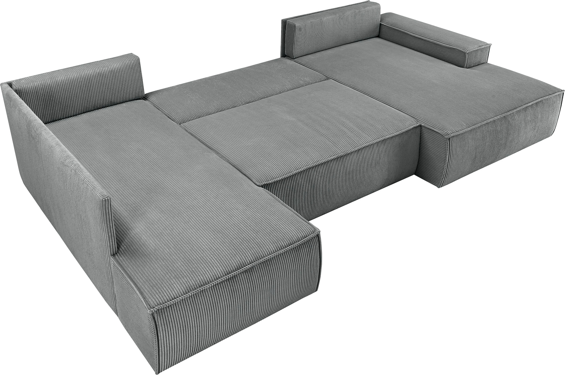 Home affaire Wohnlandschaft »SHERWOOD XXL 329 cm, U-Form, Schlafsofa,«, Schlaffunktion m. Bettkasten (194x139 cm), Cord, Vintage, Samtvelours