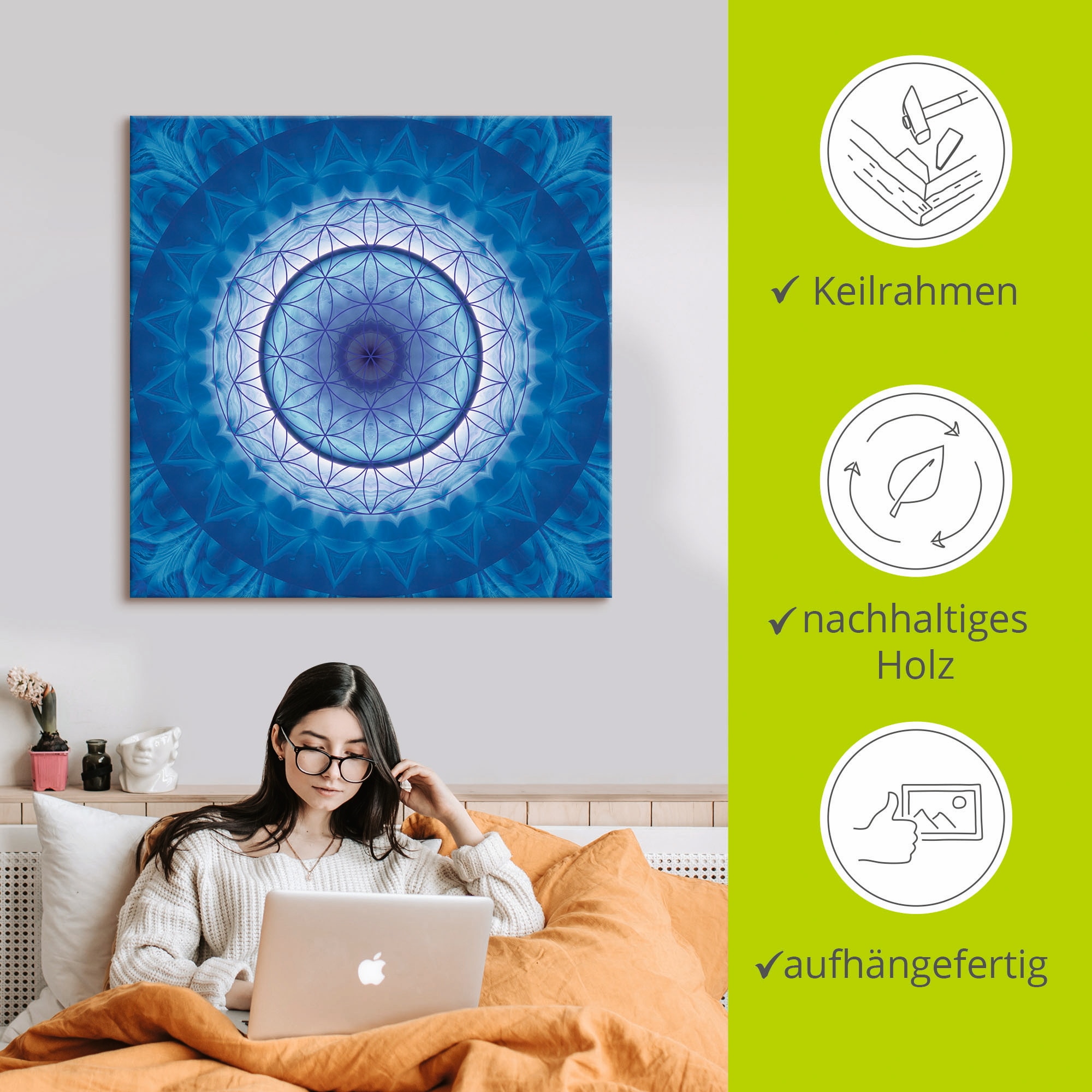 Artland Wandbild »Blume des Lebens 2«, Muster, (1 St.), als Leinwandbild, Poster in verschied. Größen