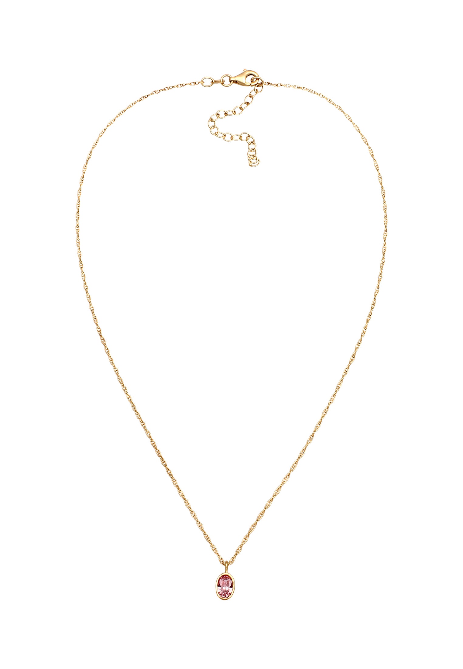 Elli Choker »Halskette Oval Glas Kristalle Rosa 925 Sterling Silber vergoldet«