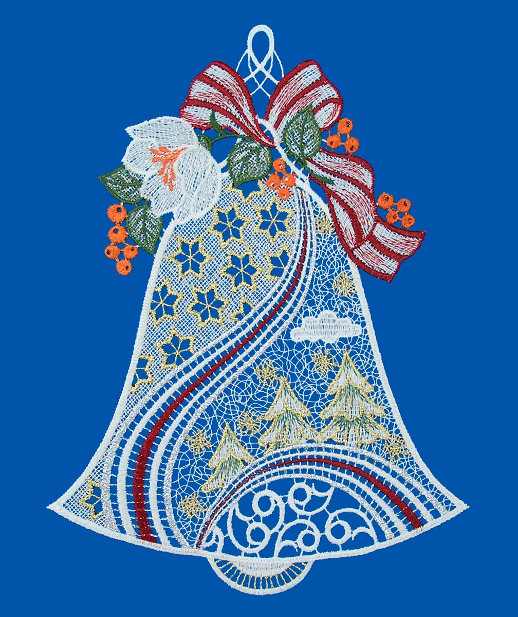 W. Reuter & Sohn - Plauener Spitze® Fensterbild »Weihnachtsglocke« Made in Germany