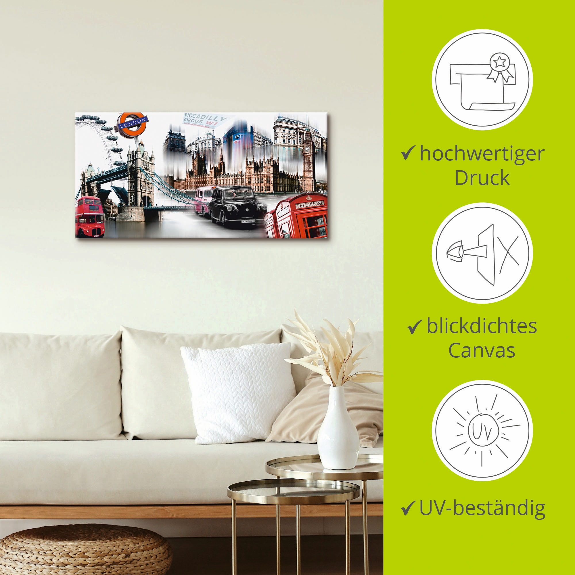 Artland Wandbild »London Skyline Collage IV«, Großbritannien, (1 St.), als Leinwandbild, Poster, Wandaufkleber in verschied. Größen