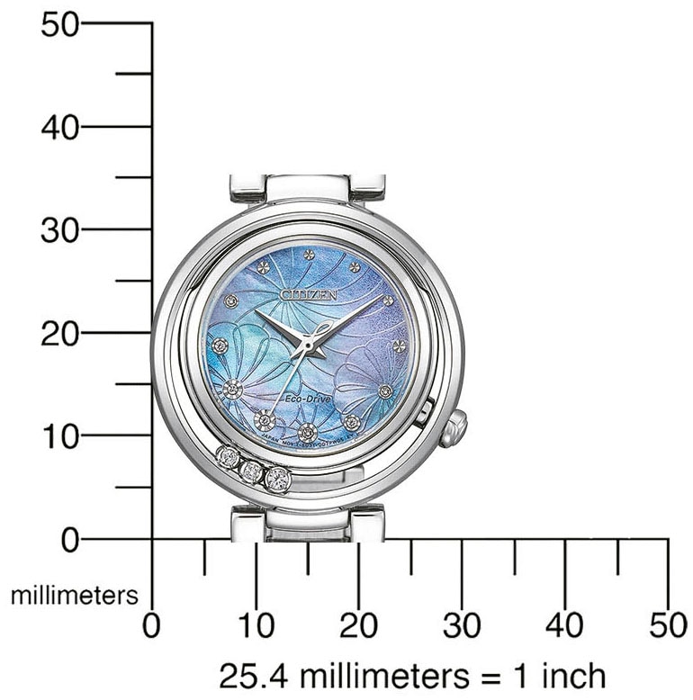 Citizen Solaruhr, Armbanduhr, Damenuhr, mit Diamanten, Edelstahlarmband, Saphirglas
