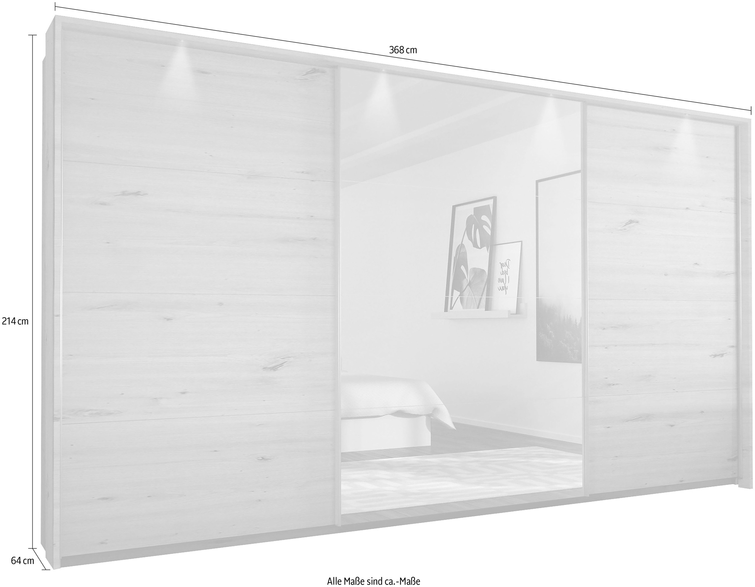 rauch Schwebetürenschrank »Kleiderschrank Schrank Garderobe Wäscheschrank TOMA mit Passepartout«, inkl. Regaleinsatz sowie zusätzlichen Einlegeböden MADE IN GERMANY