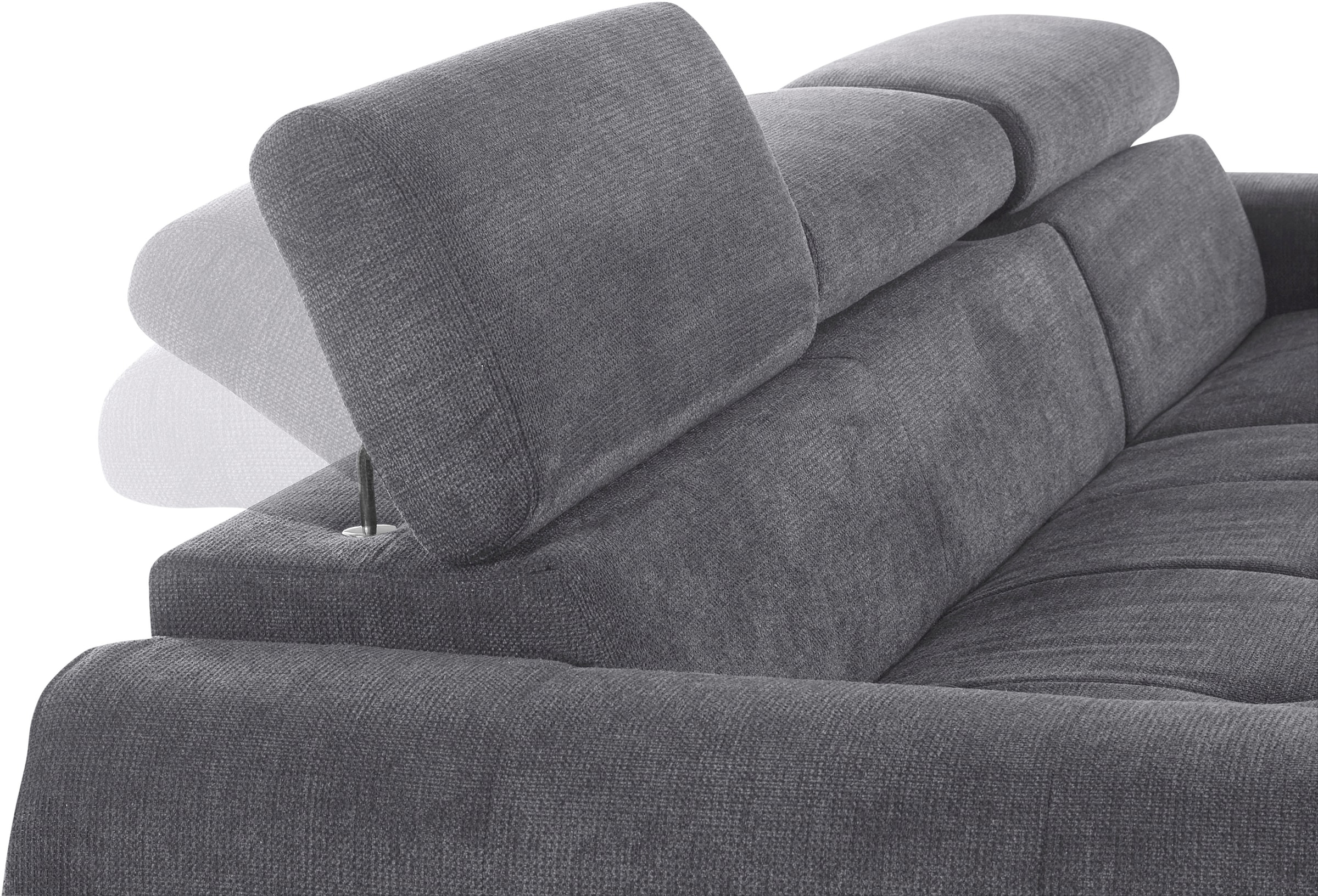 COTTA Ecksofa »Mia L-Form mit 3 Zierkissen«, wahlweise mit Bettfunktion, Bettkasten, Beleuchtung & Wireless-Charger