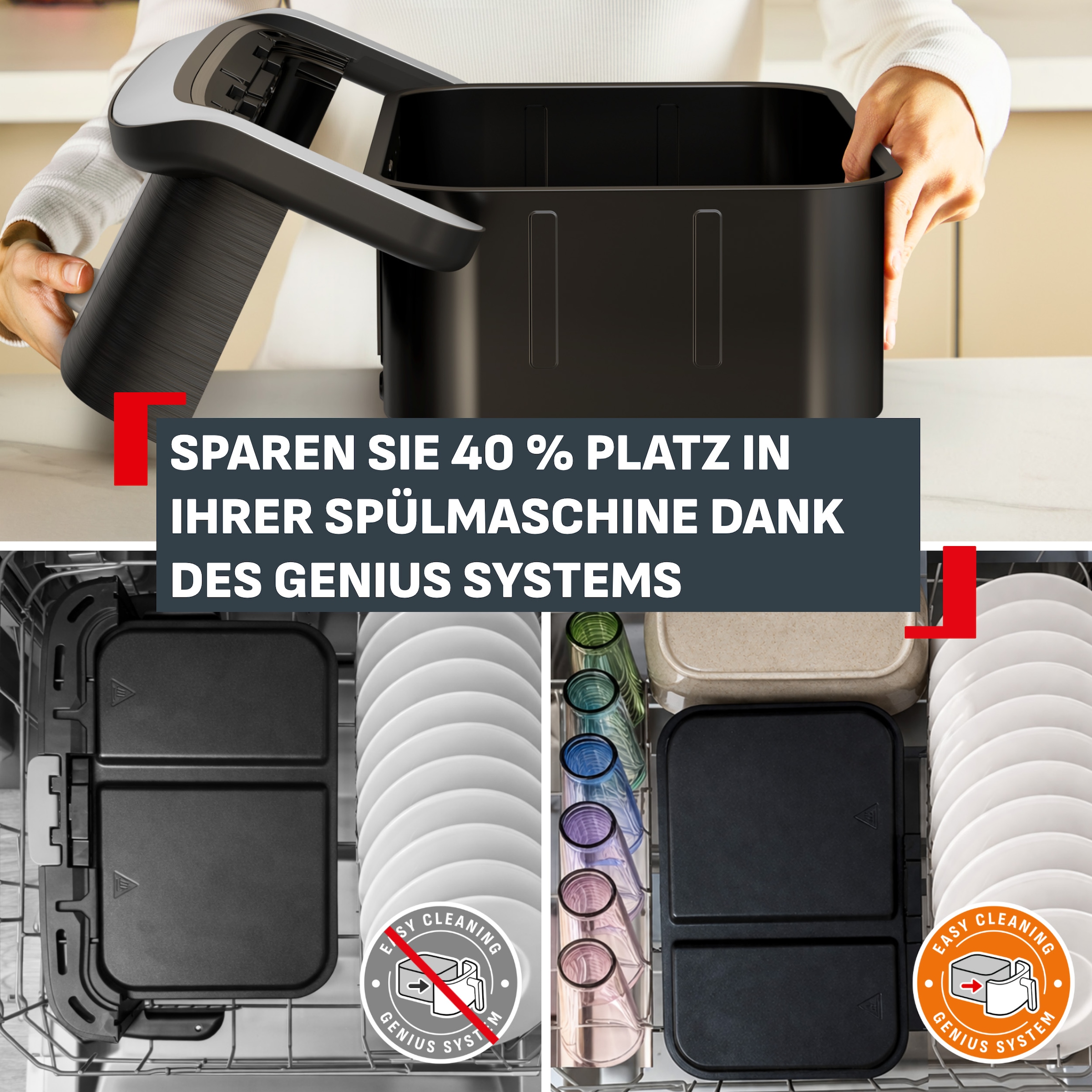 Tefal Heißluftfritteuse »Ever Fry Dual Flex« Infra Heat-Technologie, frittieren mit 2 Zonen, abnehmbare Frontblende