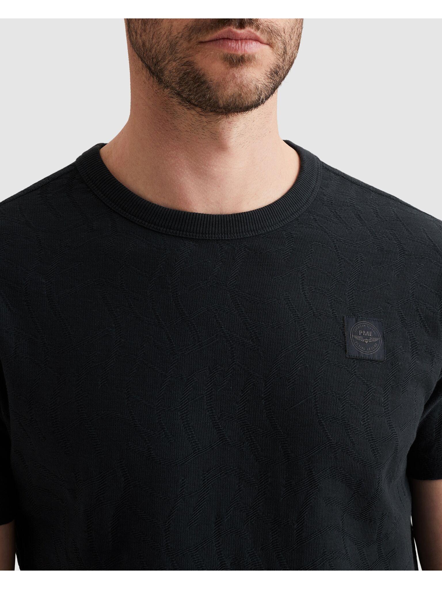 PME LEGEND T-Shirt »Short sleeve r-neck jacquard jersey« mit Logo Stickerei