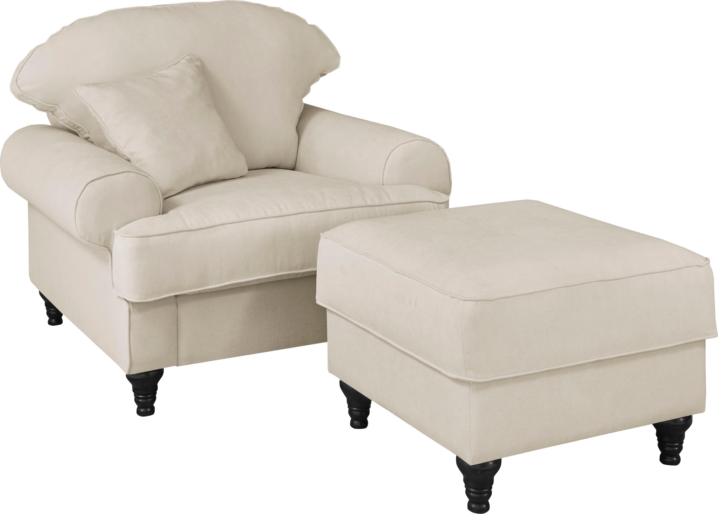 Home affaire Sessel »WESTMINSTER«, (Set, 2 St., 1Sessel, 1 Hocker), mit Federkern-Polsterung
