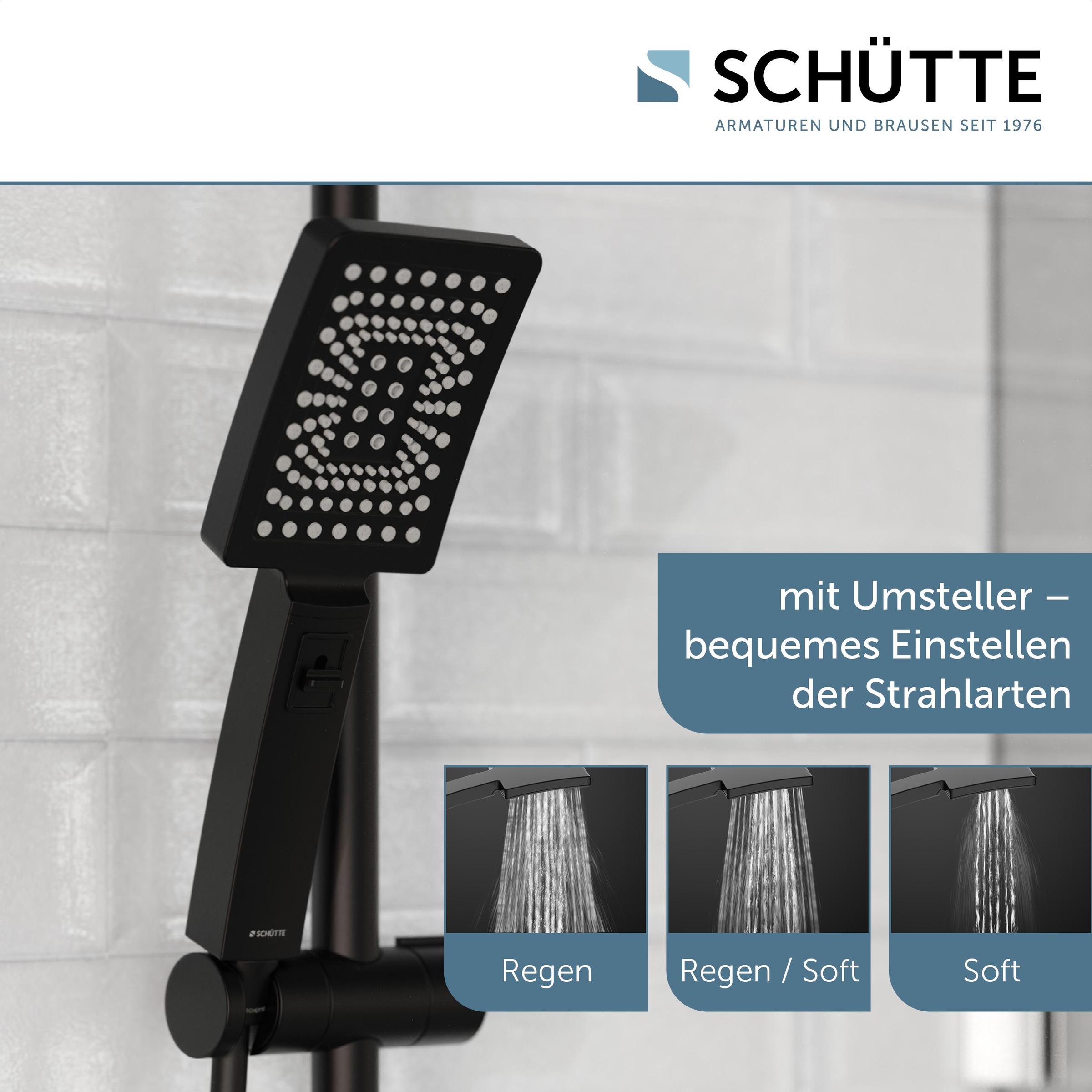 Schütte Duschbrause »TRENTO«, (Set), mit Thermostatarmatur, 3-fach verstellbar, Antikalk-Noppen