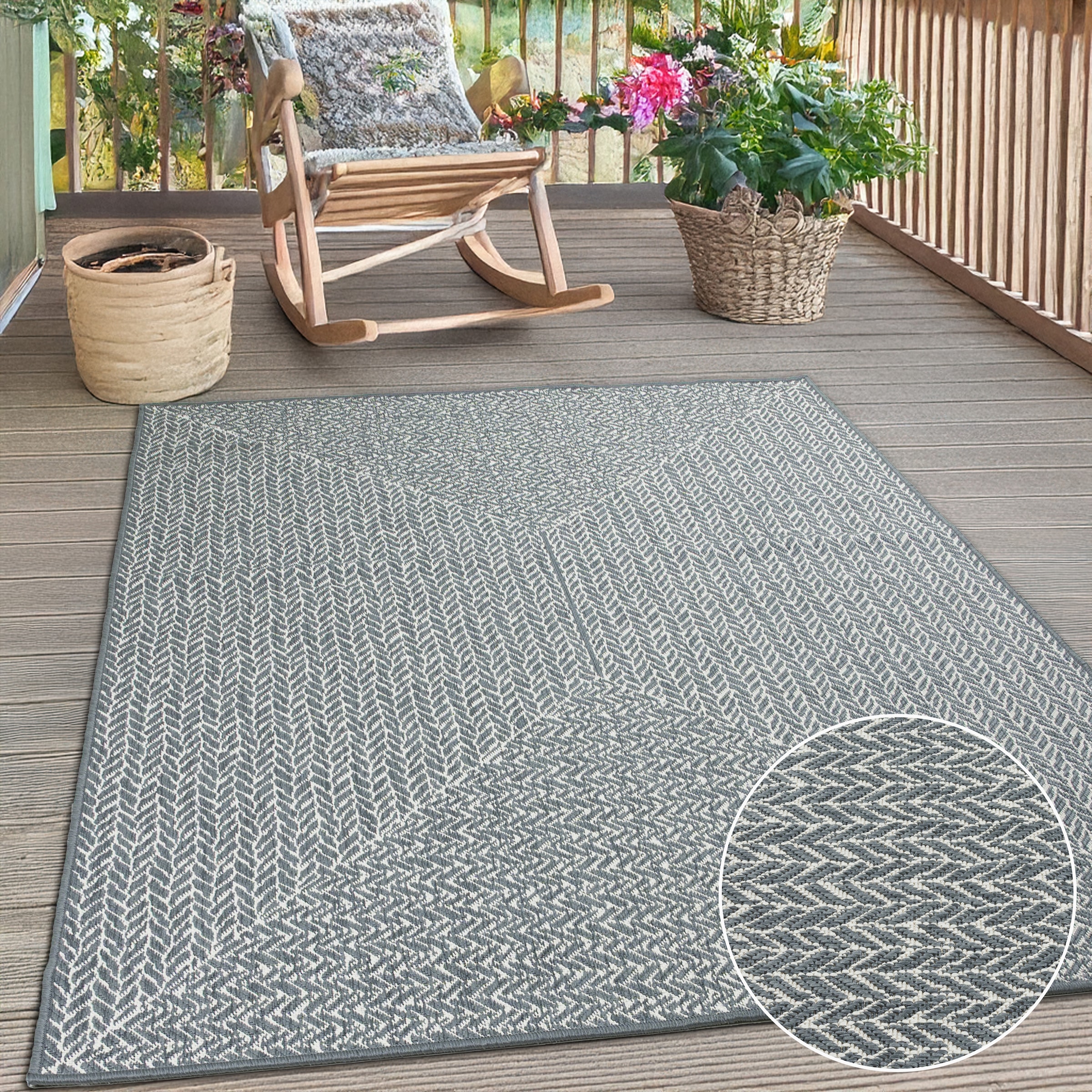 OTTO home Teppich »Matts Wende-Teppich in Strick-Optik auch für Balkon und Terrasse« rechteckig 5 mm Höhe In- und Outdoor geeignet, Wetterfest & UV-beständig,