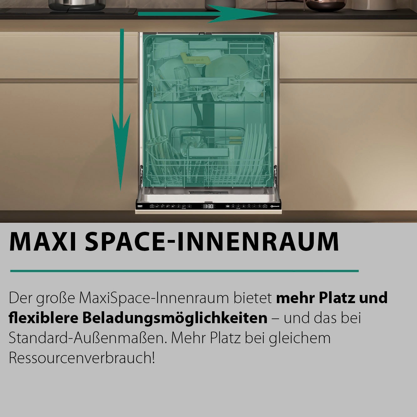 BAUKNECHT vollintegrierbarer Geschirrspüler »B8I HF58 TUC«, 14 Maßgedecke, SpaceClean – die 3. Schublade für hohe Gläser und Müslischalen