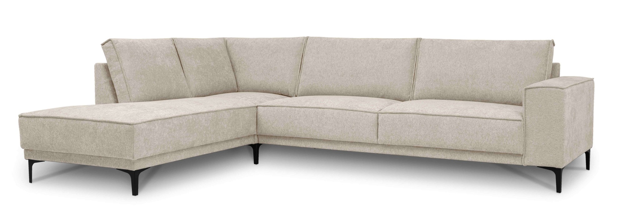Places of Style Ecksofa »Polsterecke Oland, Struktur, Flachgewebe, Luxus-Microfaser, Boucle«, L-Form, 289 cm, Wellenunterfederung, Skandi-Design, Metallfüße