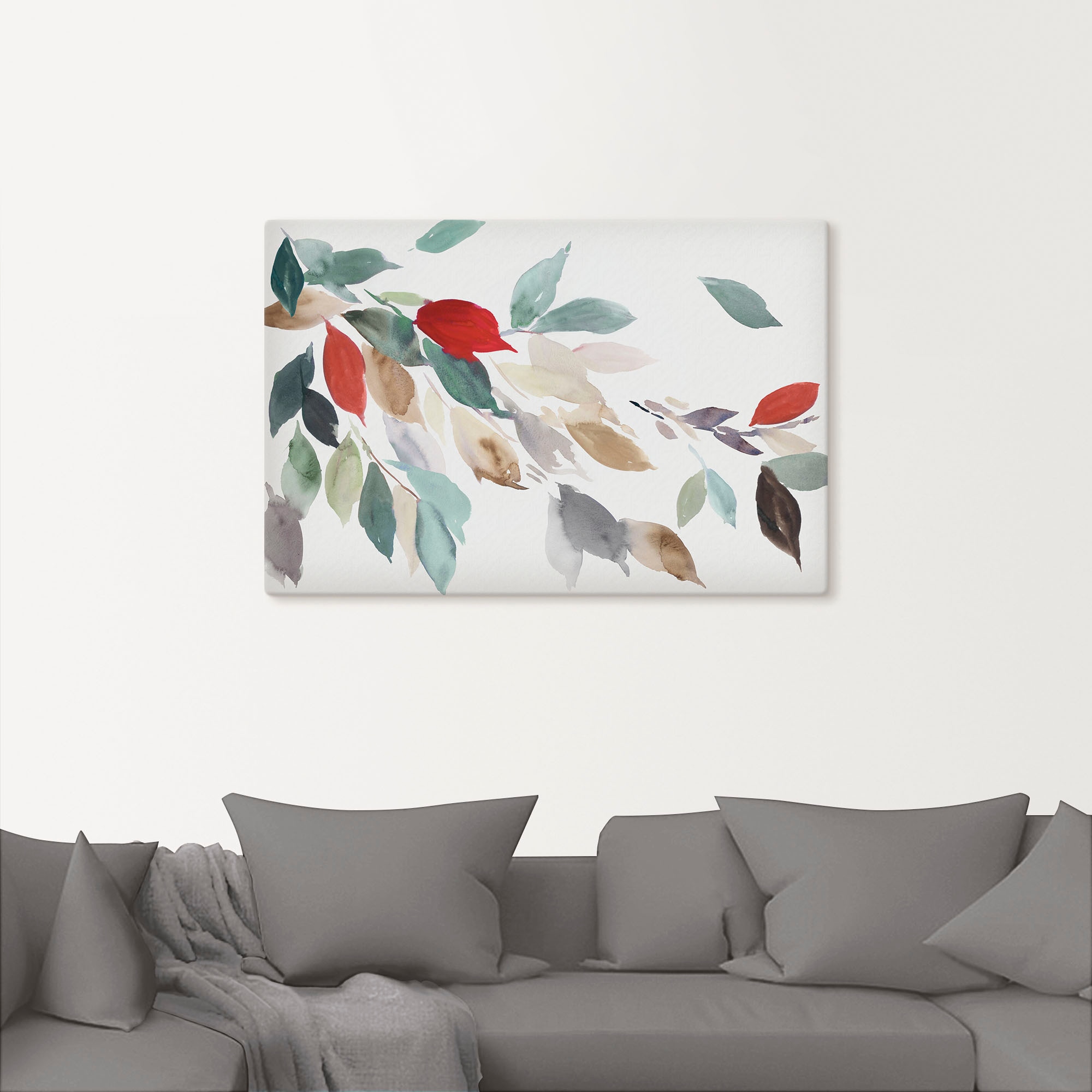 Artland Leinwandbild »Herbstfarbene Blätter III« Blätterbilder 1 Stk. tlg. auf Holzrahmen gespannt