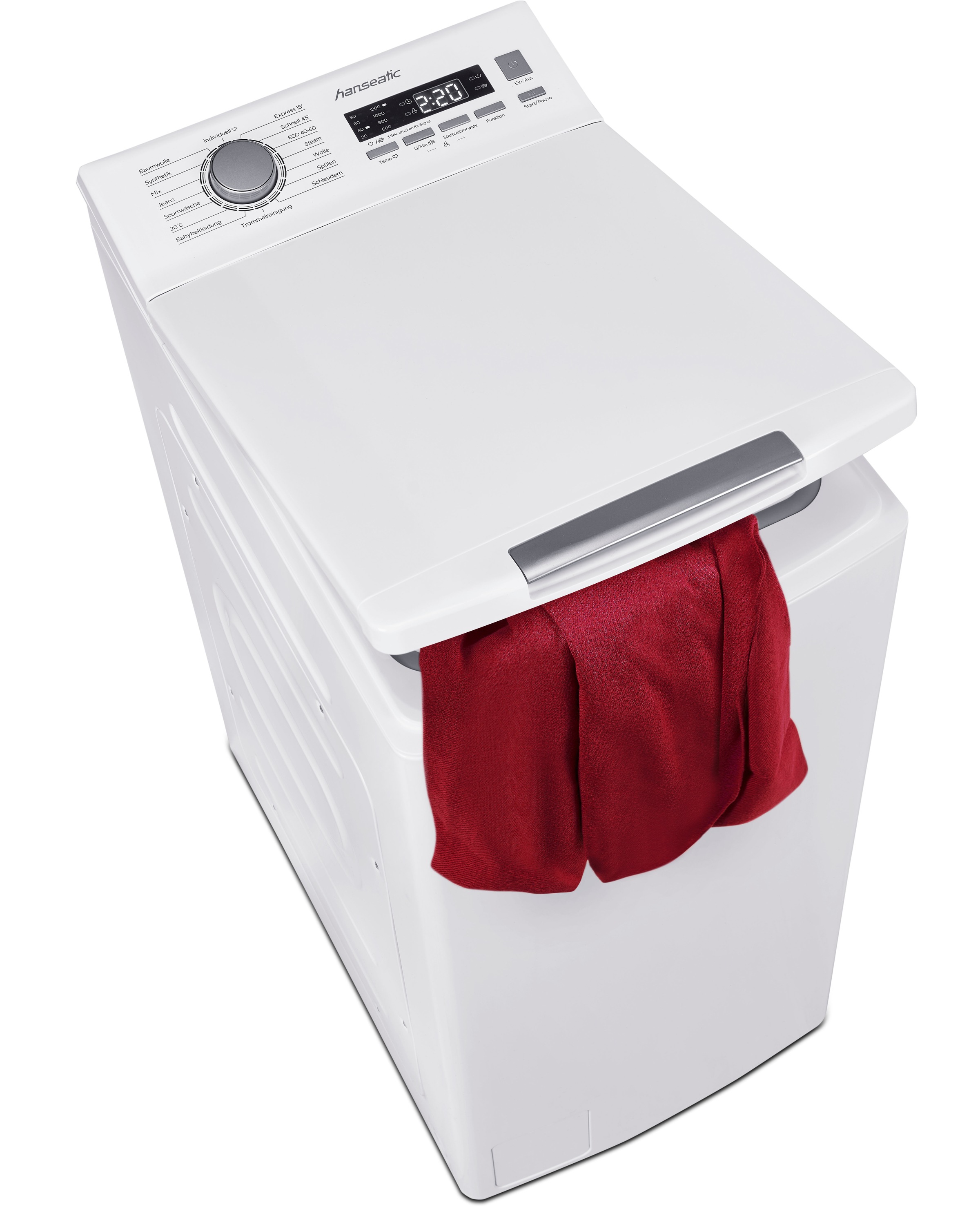 Hanseatic, Waschmaschine Toplader »HTW7512A« 7, 5 kg 1200 U/min Mengenautomatik, weiß,