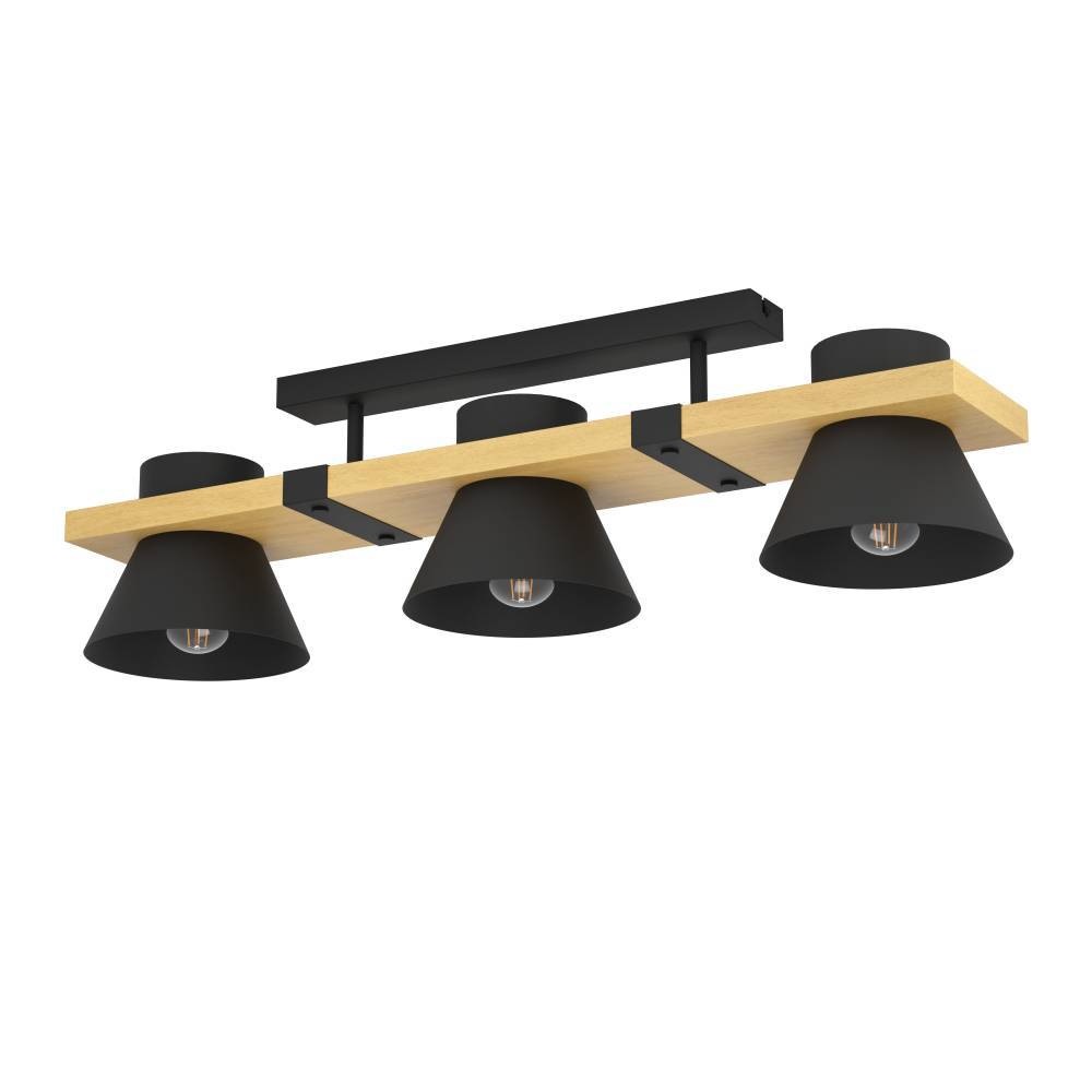 EGLO Deckenleuchte »MACCLES« E27 1 Stk. Deckenleuchte, Wohnzimmerlampe, Holz und Metall, Schwarz, Deckenspot