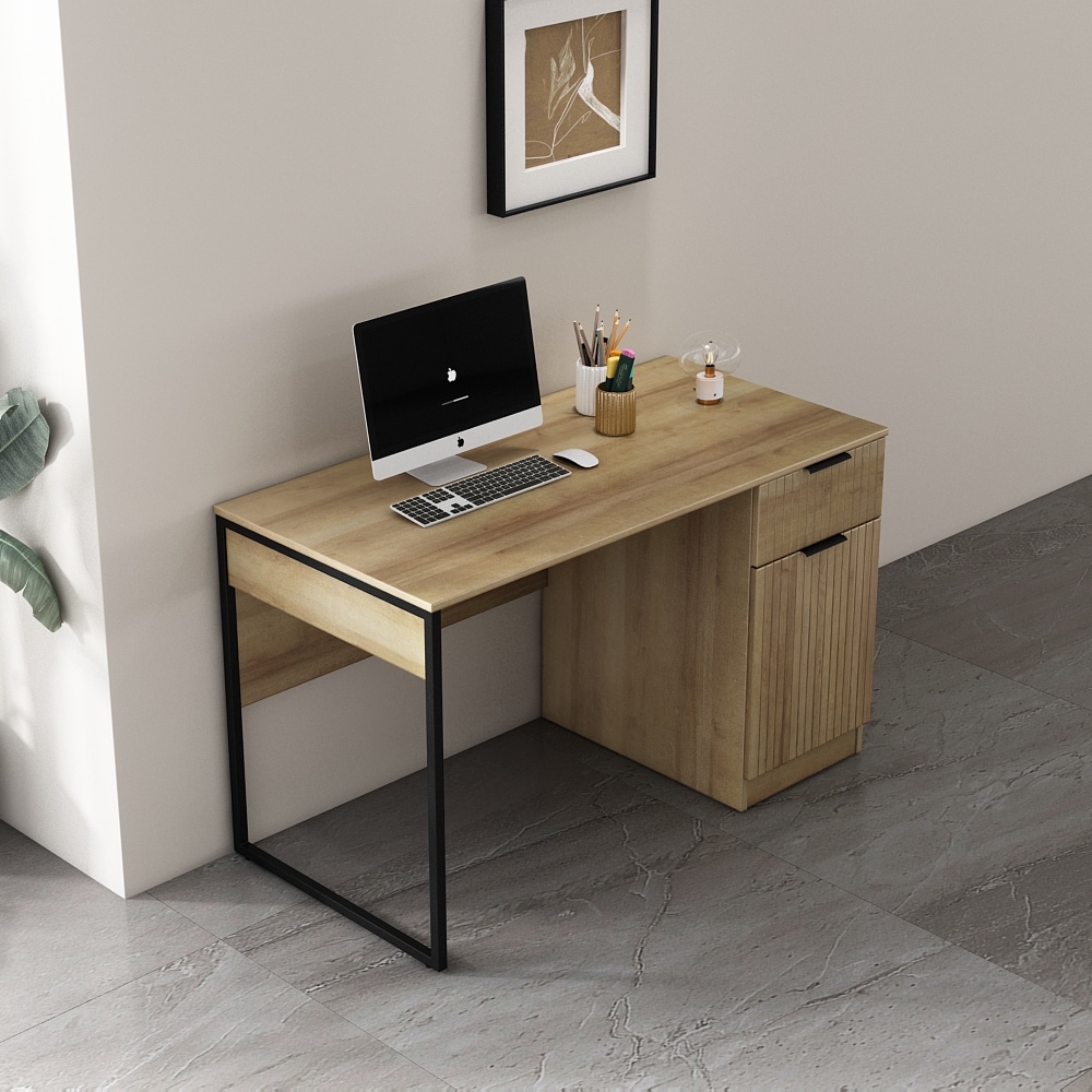 OTTO home Schreibtisch »Aspea«, mit Schublade, ausreichend Stauraum, moderne Rillenoptik, B. 120 cm