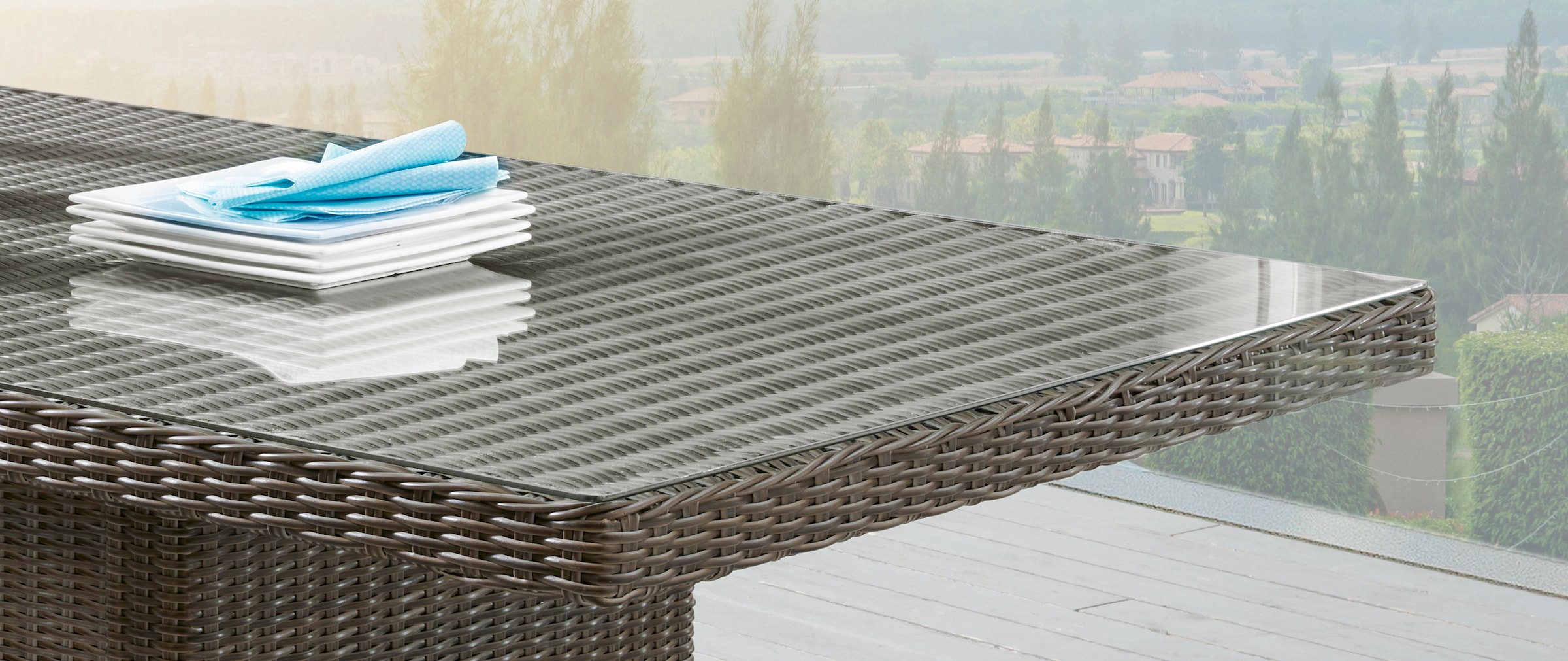 Destiny Garten-Essgruppe »MALAGA LUNA«, (Set, 19 tlg.), Polyrattan, 6 Sessel + Tisch 200x100x75cm, inkl. Auflagen