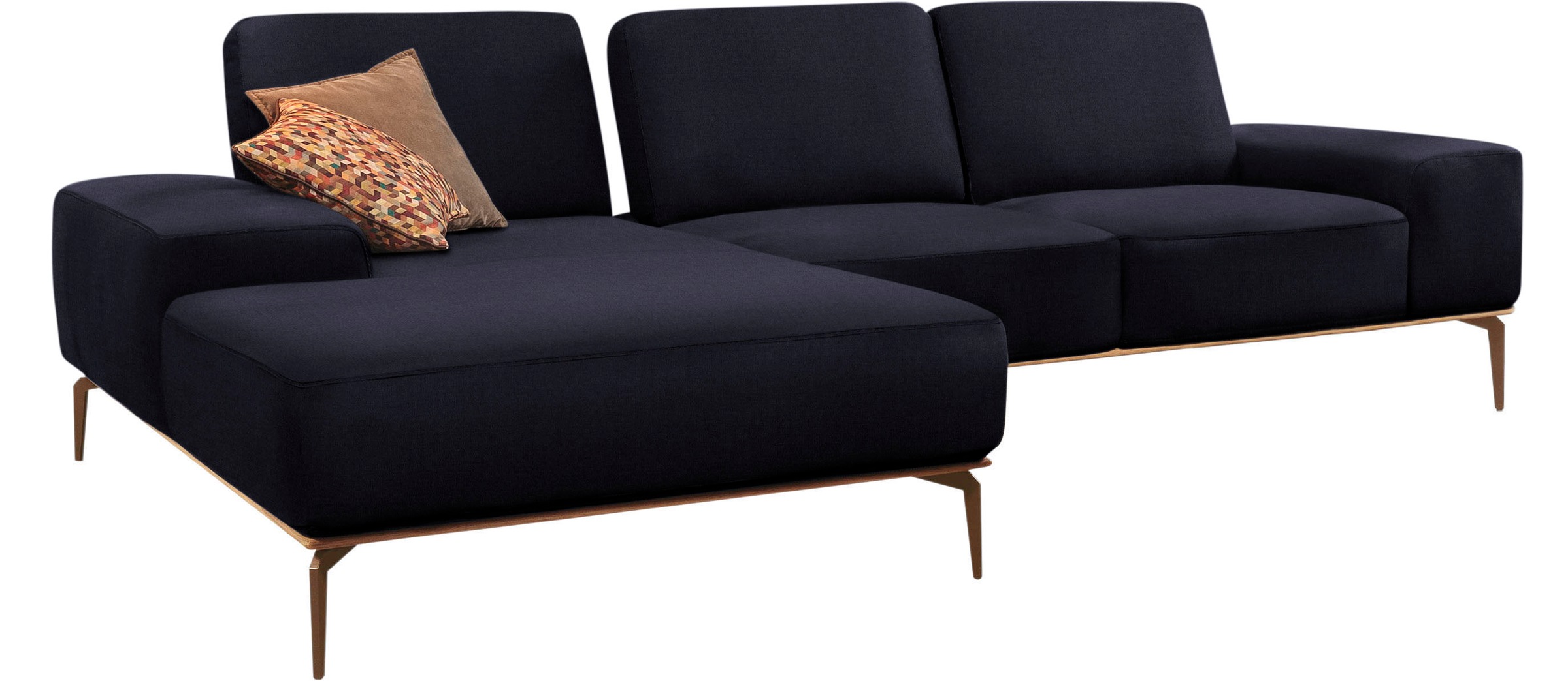 W.SCHILLIG Ecksofa »run, Designsofa mit tollem Sitzkomfort, L-Form«, mit Holzsockel, Füße in Bronze pulverbeschichtet, Breite 299 cm