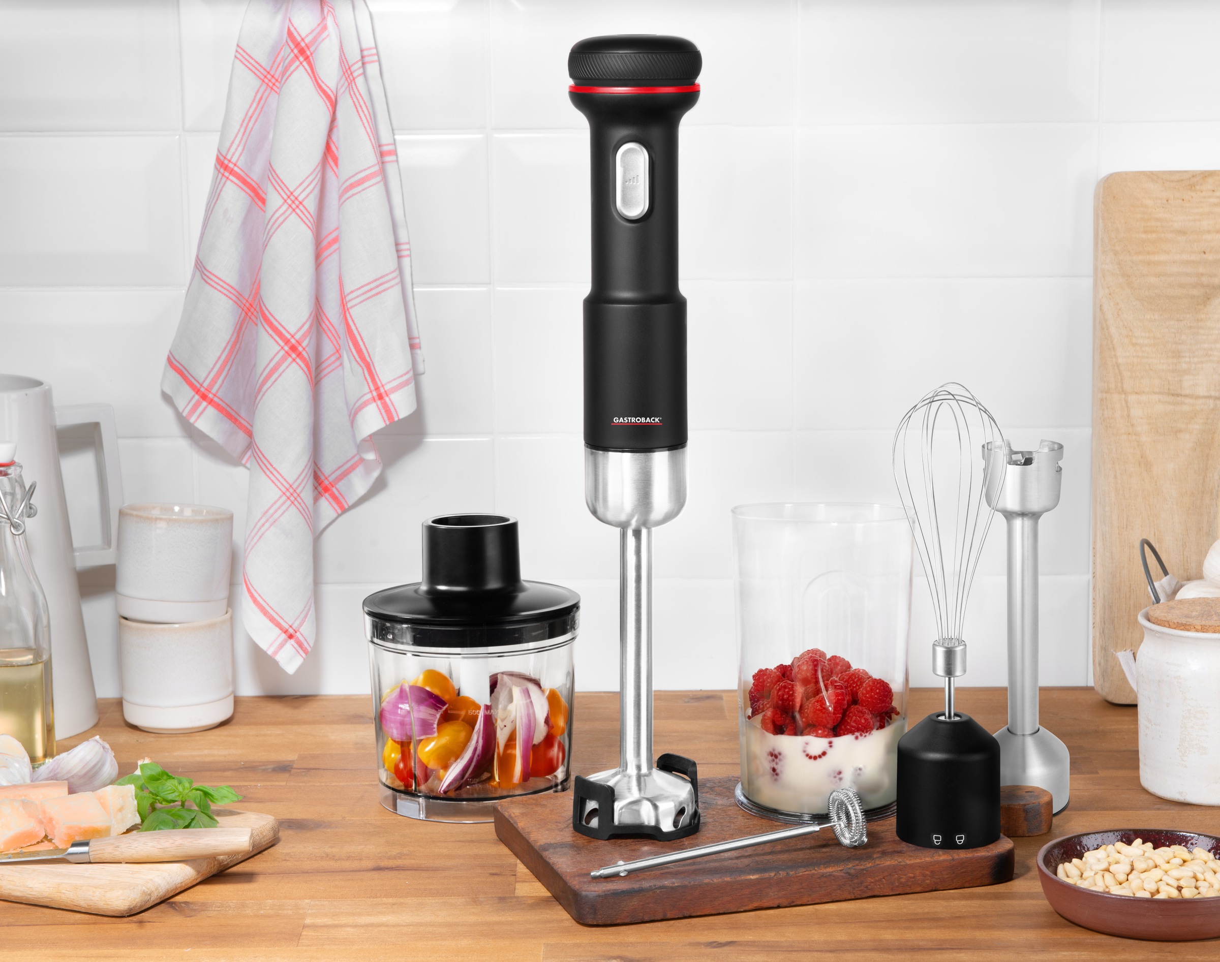 Gastroback Stabmixer »40982, Kabellos« 180 W 5 in 1: pürieren, zerkleinern, aufschäumen, aufschlagen, emulgieren