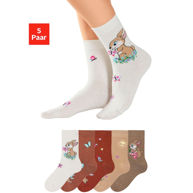 H.I.S Basicsocken, (Packung, 5 Paar), mit Hasen Motiven bei ♕