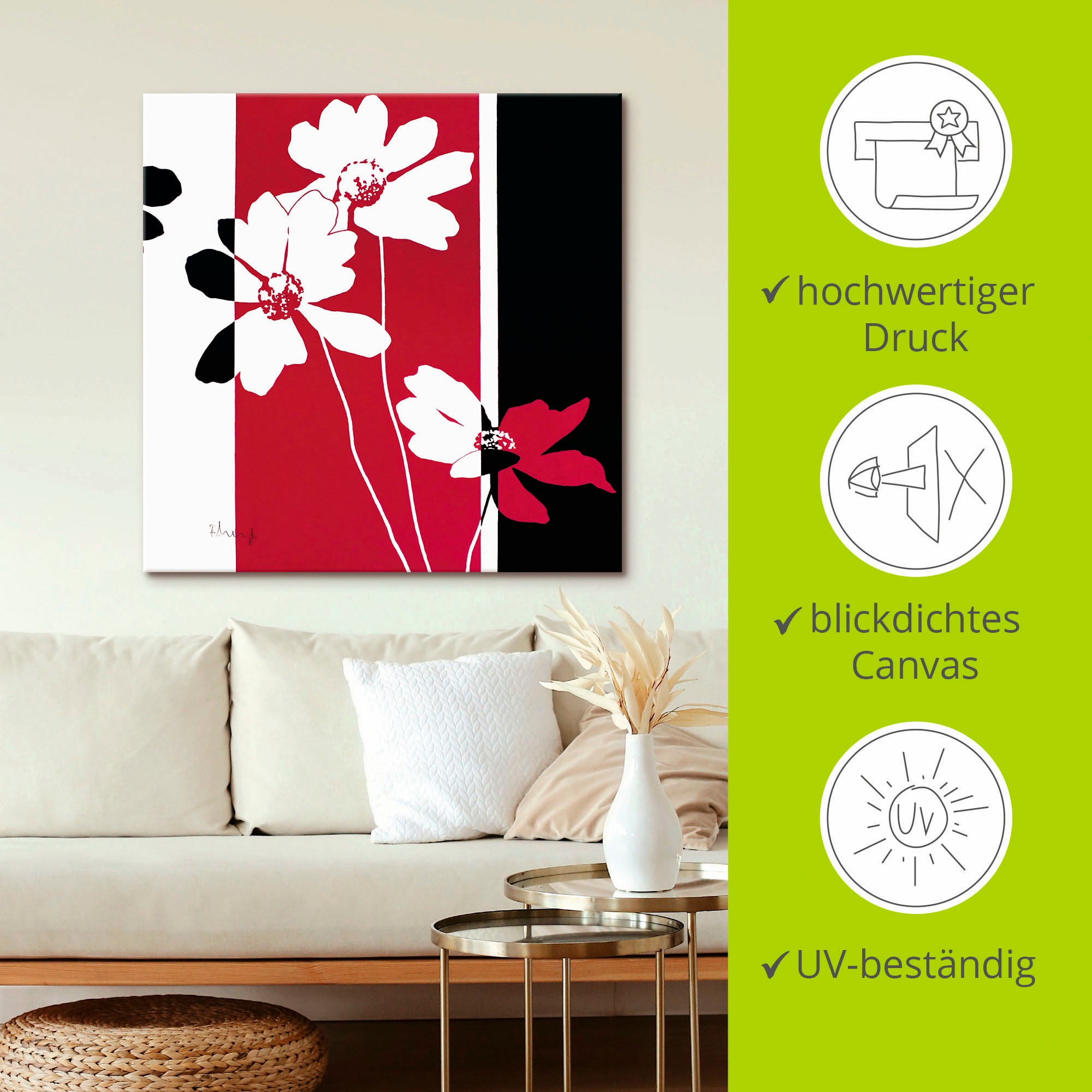 Artland Leinwandbild »Blumen Zusammensetzung II«, Blumen, (1 St.), auf Keilrahmen gespannt