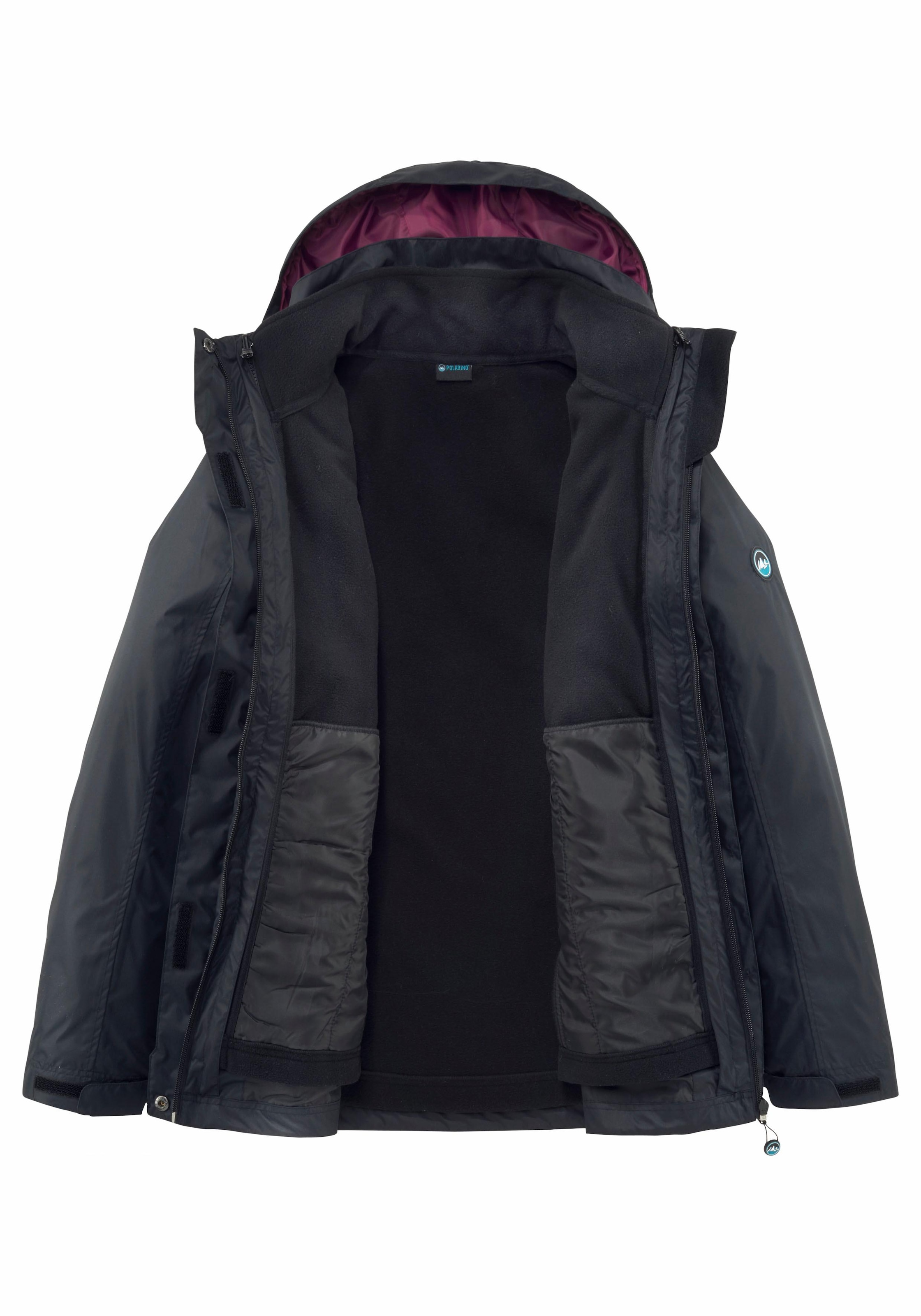 Polarino 3-in-1-Funktionsjacke, (2 St.), mit ♕ bei Kapuze, mit Windschutzblende