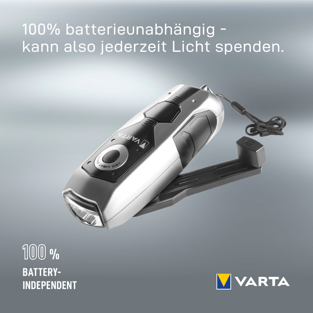 VARTA Taschenlampe »DYNAMO LIGHT LED«, (1 St.), mit Kurbel - 100% batterieunabhängig - Stromausfall, Camping, Outdoor