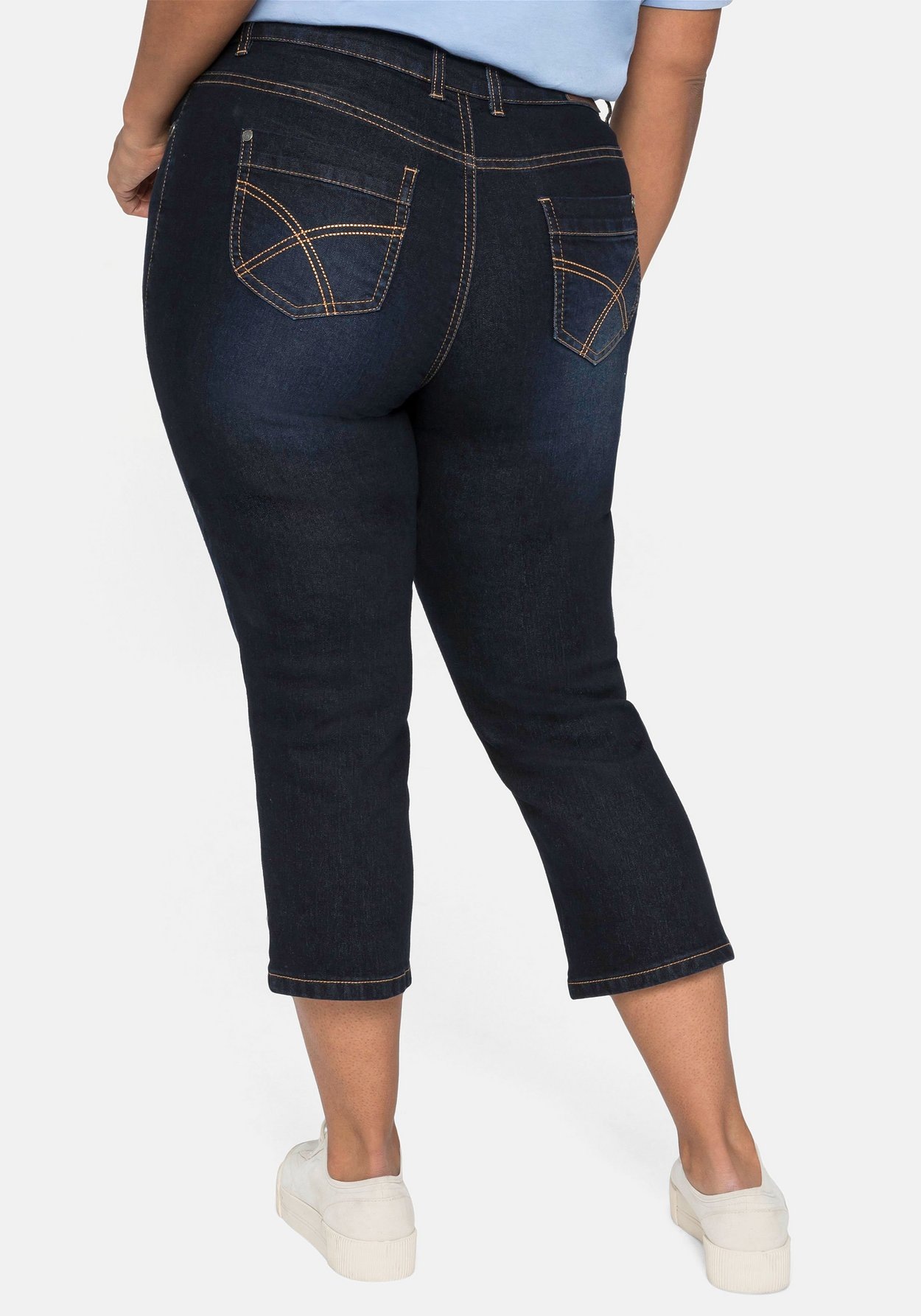 Sheego Caprijeans »Jeans aus Baumwoll-Stretch, mit Kontrastnähten«