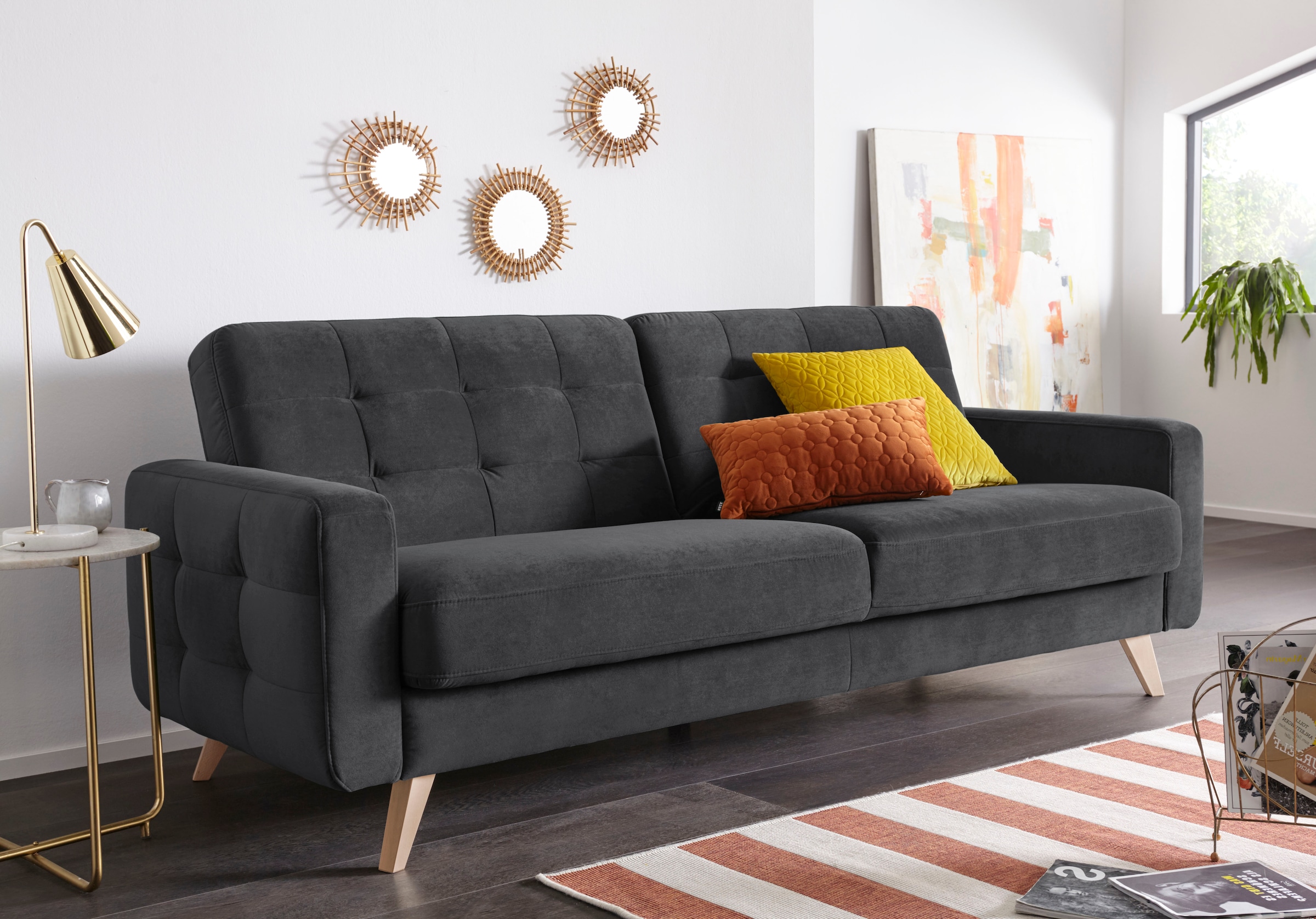 exxpo - sofa fashion 3-Sitzer »Nappa, kompakt und komfortabel, bequem, zeitloses Design, L-Form«, tolle Detailverarbeitung