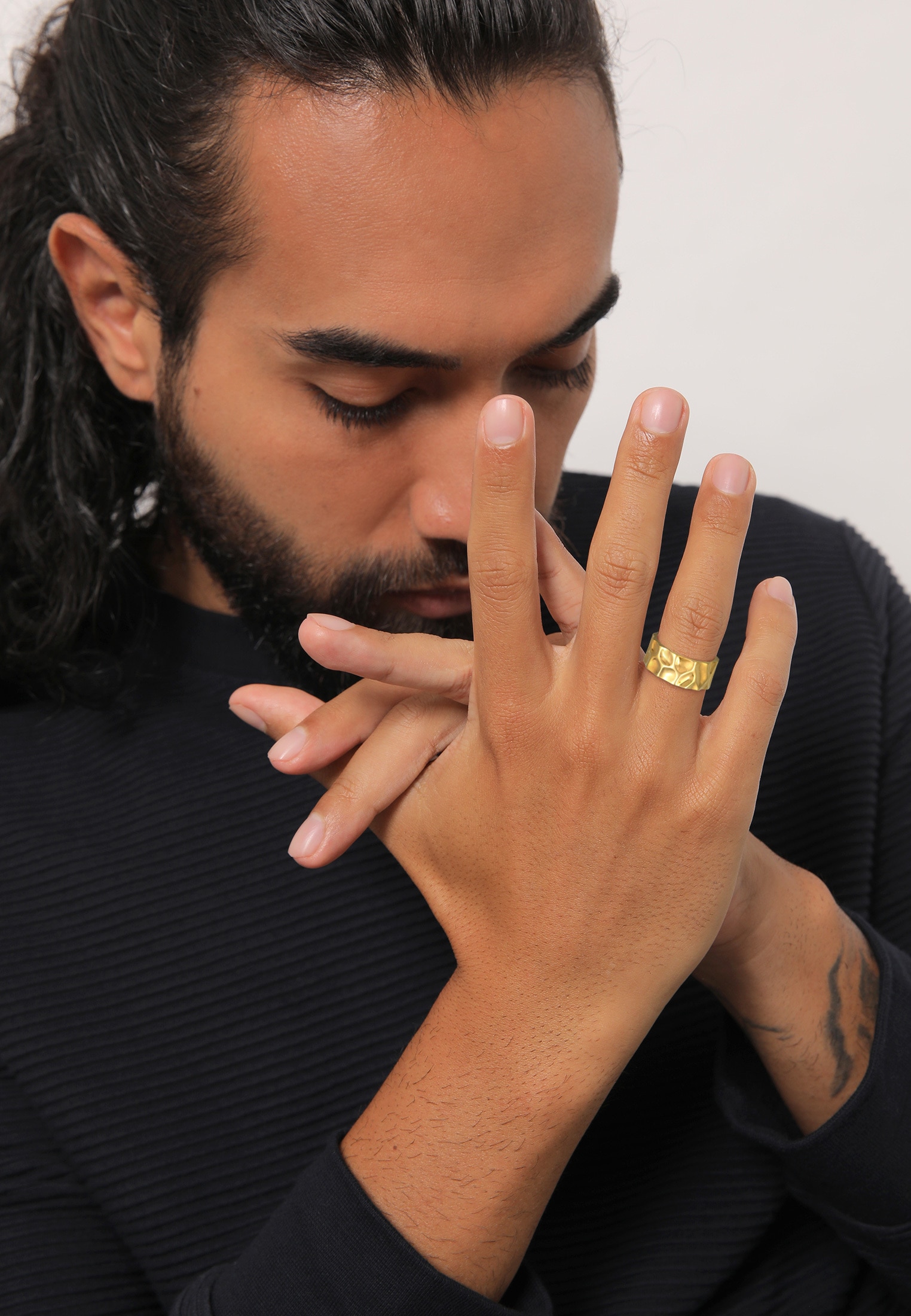 Kuzzoi Silberring »Ring Herren Bandring Geschmiedet Used Look 925 Silber«