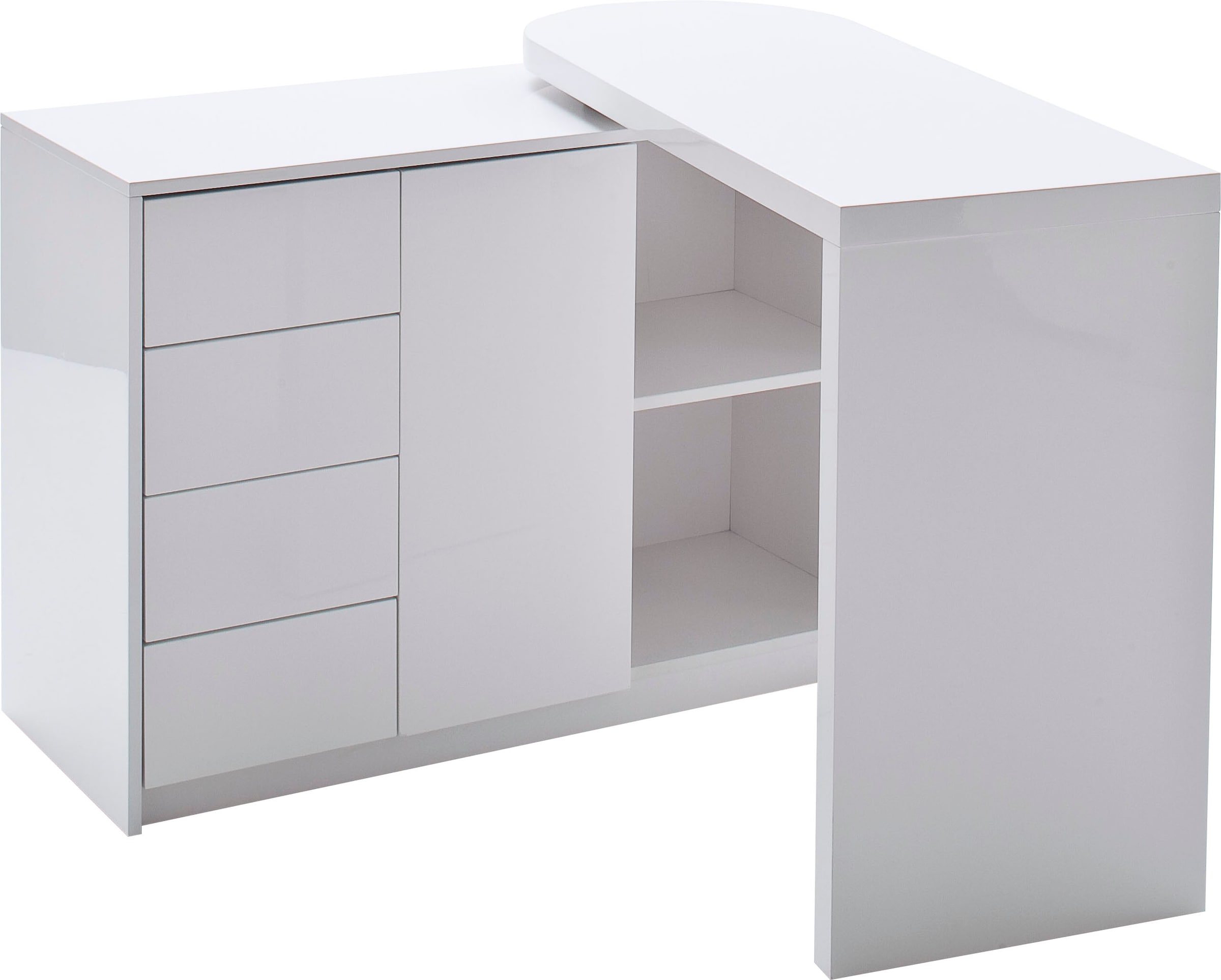 MCA furniture Schreibtisch »Matt«, Weiß Hochglanz mit Regalschrank,  Tischplatte Schwenkbar auf Rechnung bestellen
