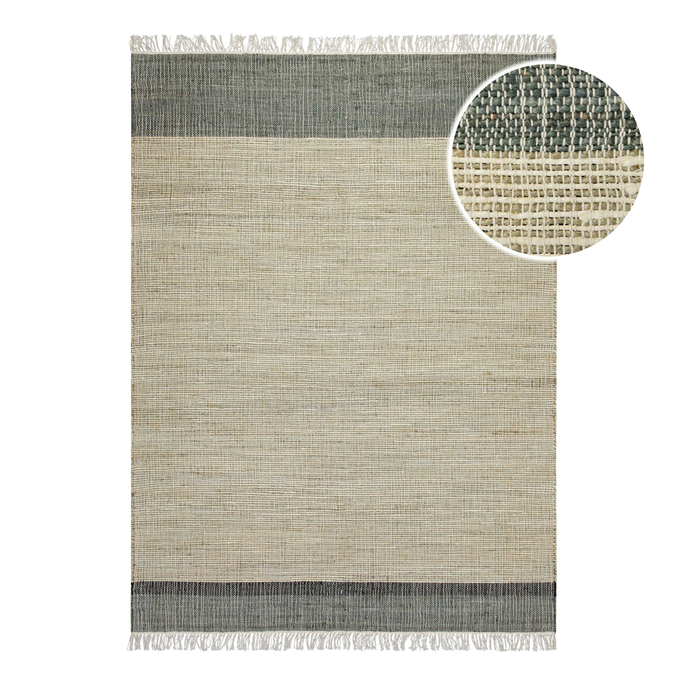OTTO home Teppich »Bennii«, rechteckig, 4 mm Höhe, 80% Jute, handgewebt, mit Fransen, Wohnzimmer, Naturfaser