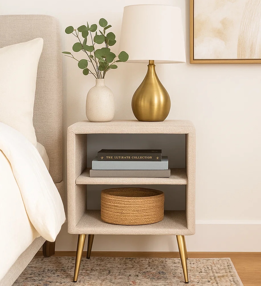 Home affaire Nachtschrank »MOIVRE Polster-Nachtkommode wahlweise mit 2 Schubladen oder Fächer«