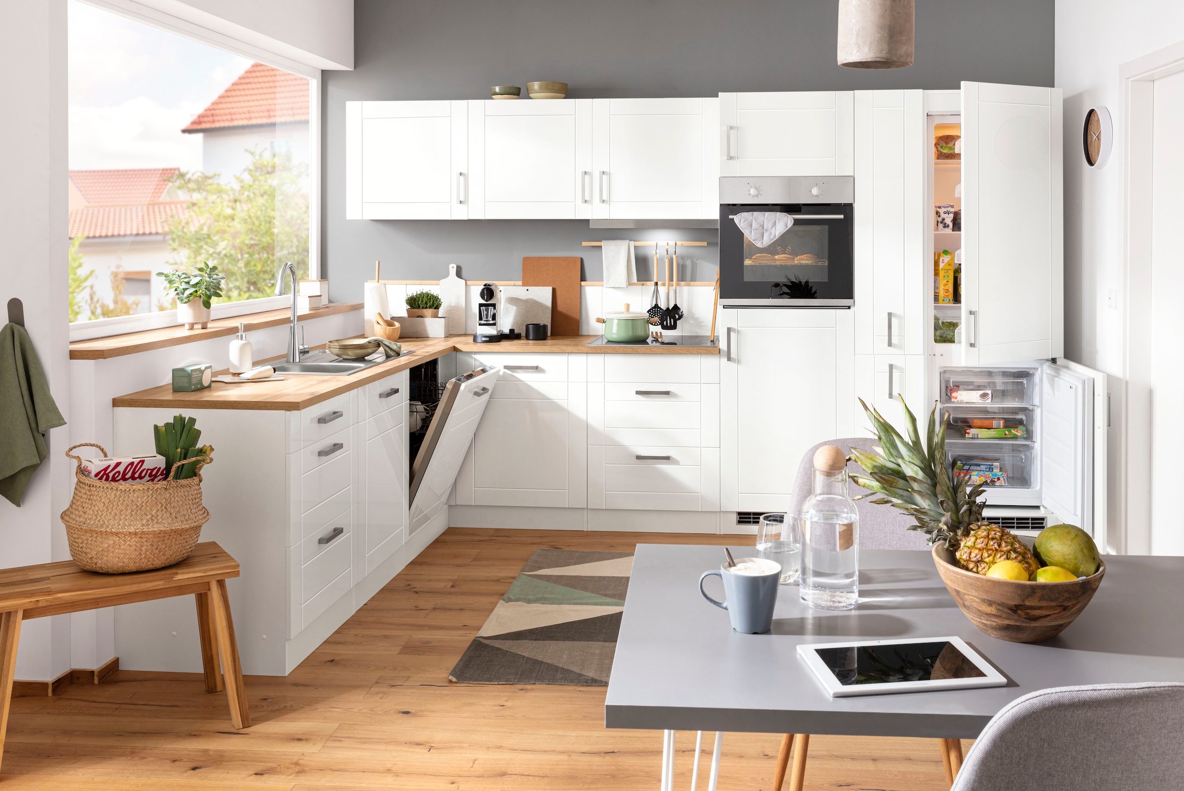KOCHSTATION Winkelküche »KS-Tinnum«, mit E-Geräten, Stellbreite 240/330 cm