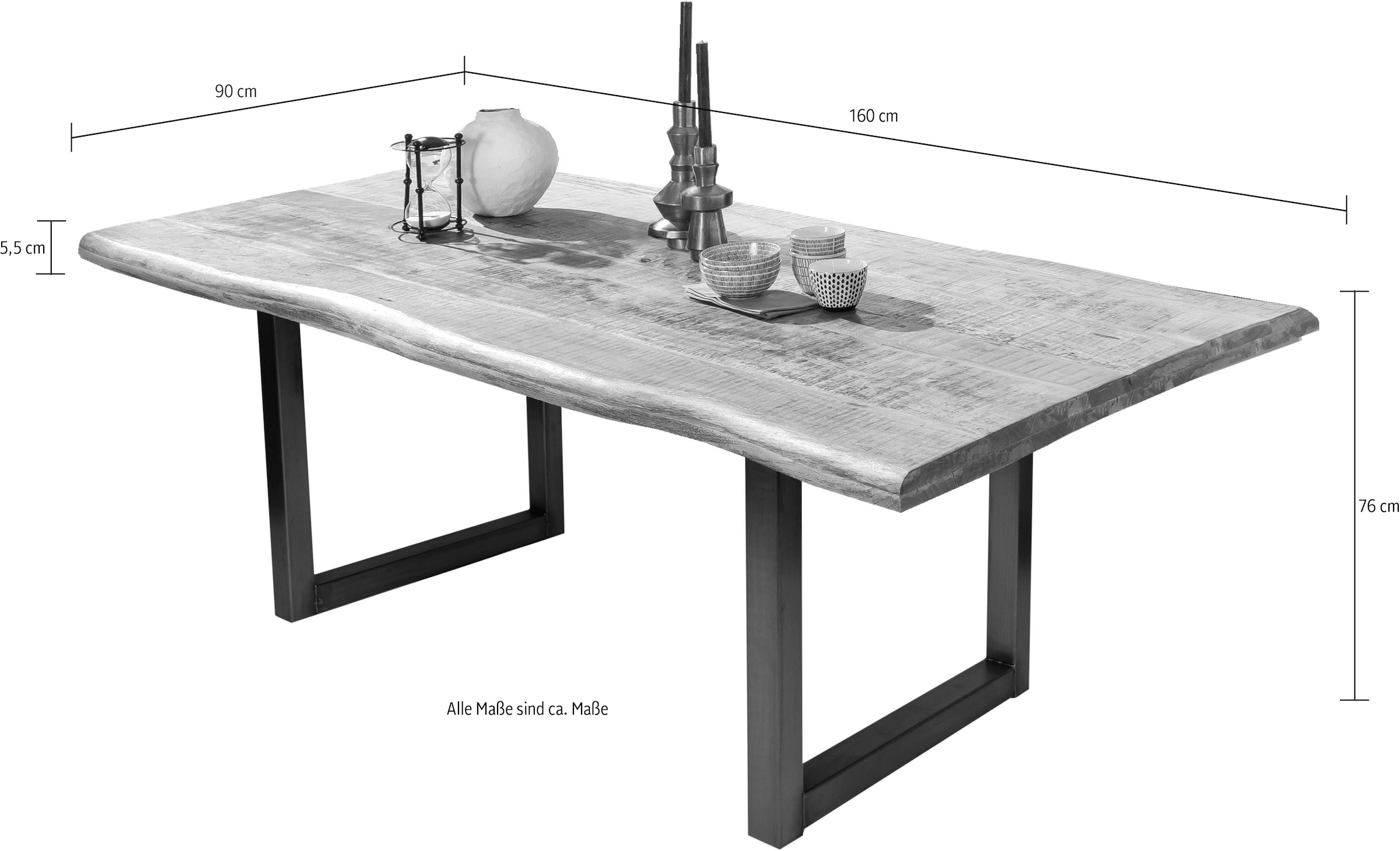 SIT Baumkantentisch trendiges Kufen-Gestell