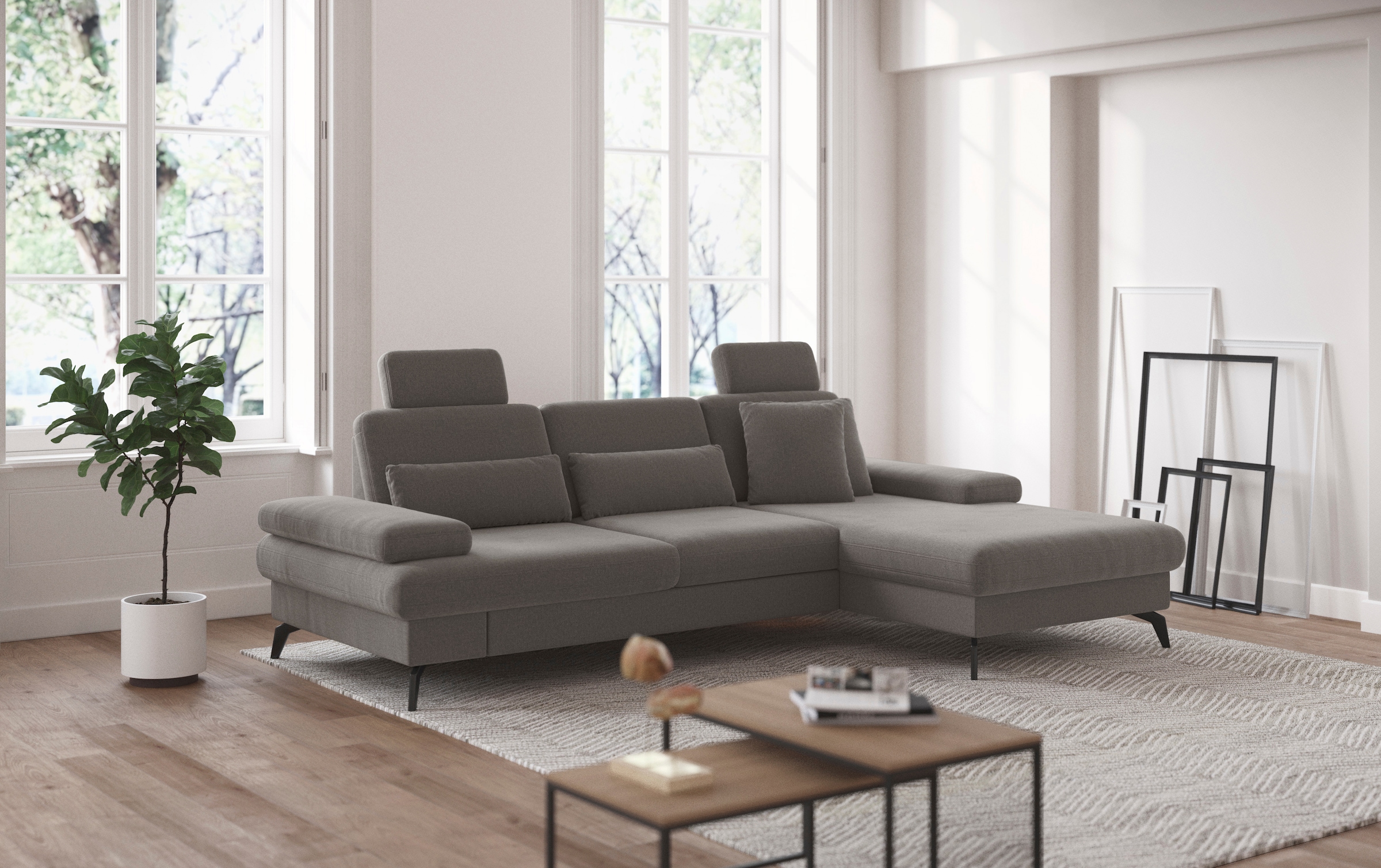 sit&more Ecksofa »Morris L-Form, inkl. Sitztiefenverstellung«, wahlweise mit Armteilverstellung, Bettfunktion & Bettkasten