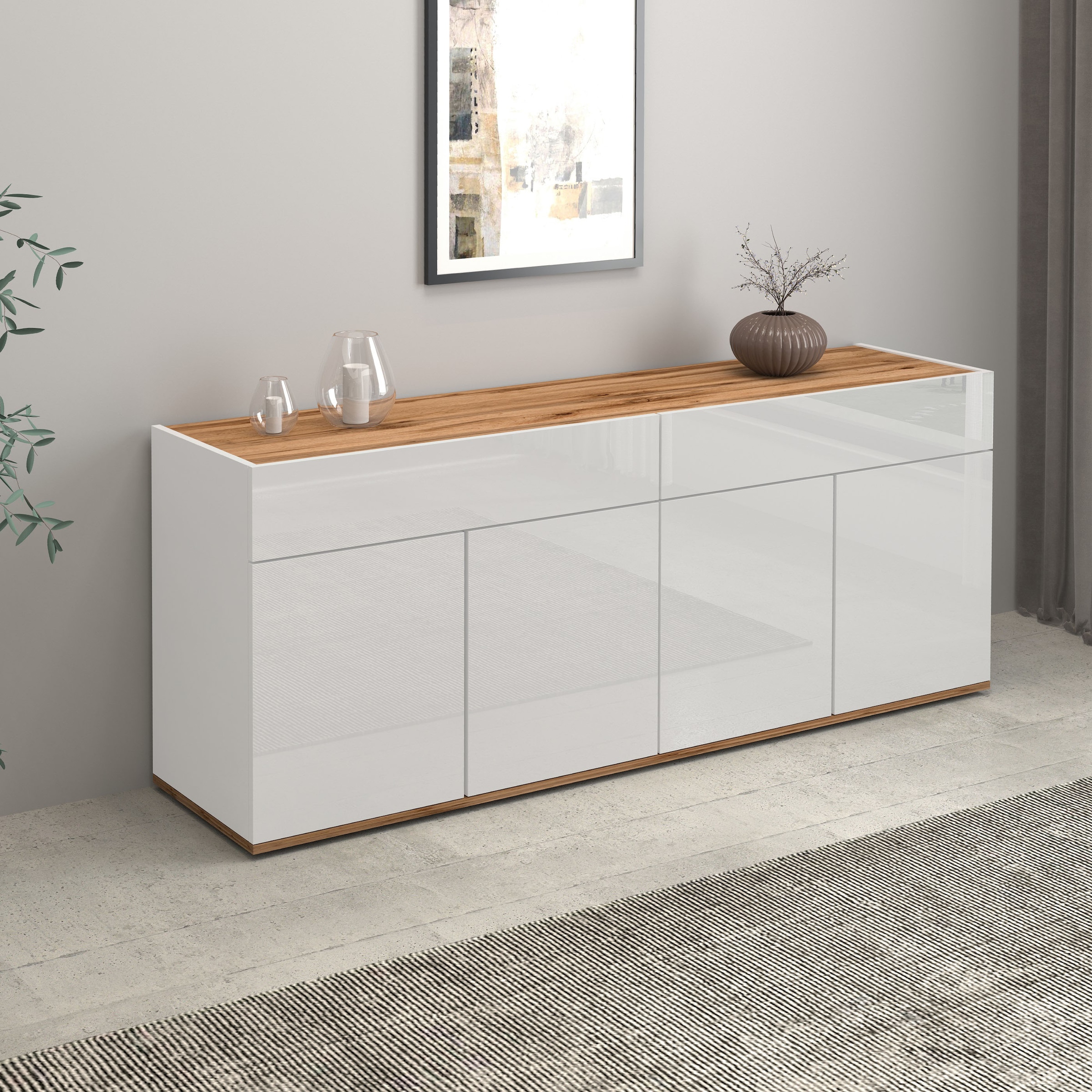 INOSIGN Sideboard »Garda, Kommode, Schrank, Kredenz«, 4 Türen, 2 Schubladen, grifflos Breite 160,1 cm