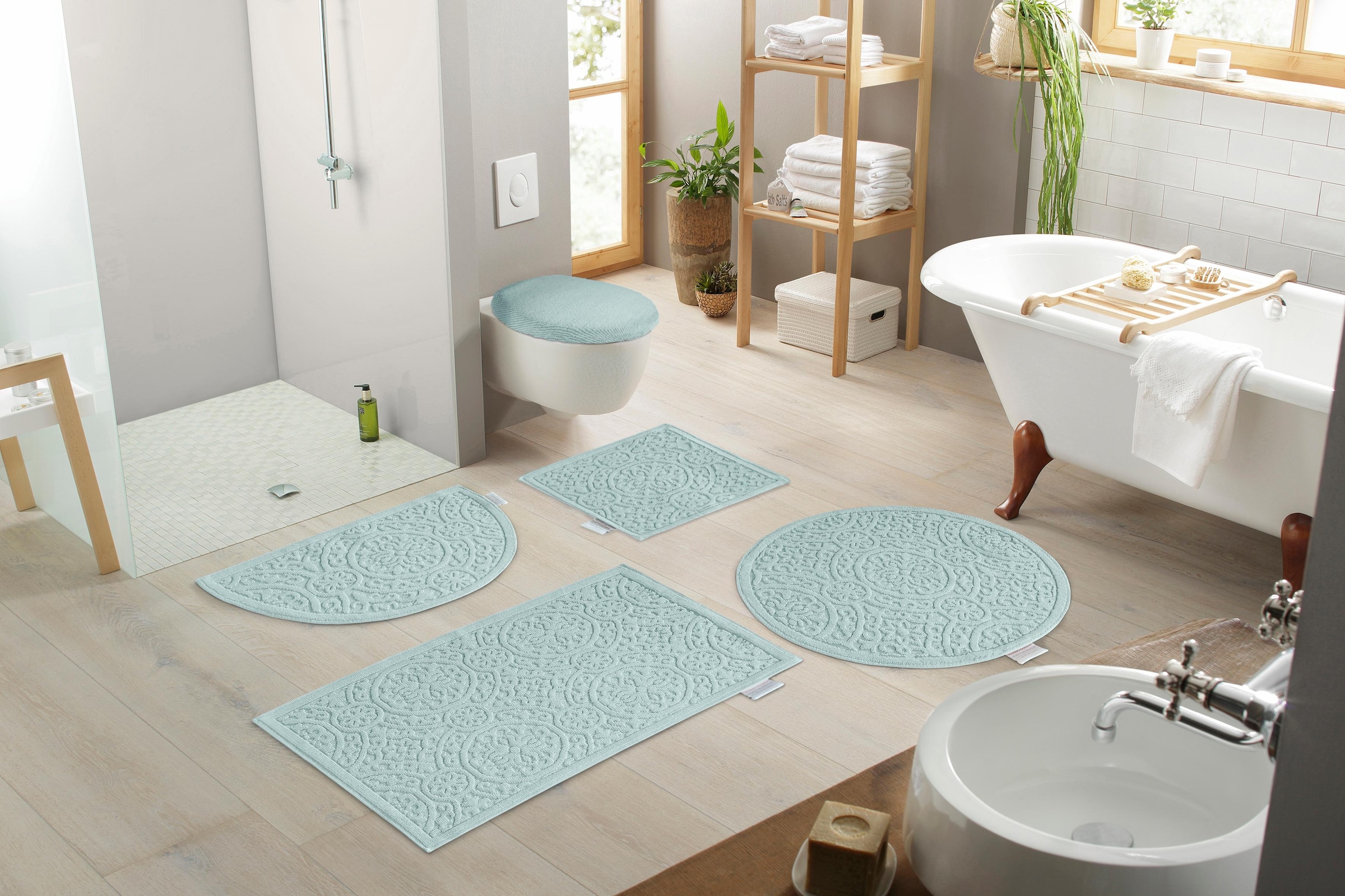 Guido Maria Kretschmer Home&Living Badematte »Garden Pastels«, rutschhemmend beschichtet, fußbodenheizungsgeeignet-schnell trocknend-strapazierfähig, Badteppich, Hoch-Tief-Effekte, auch als 2 tlg. Set erhältlich