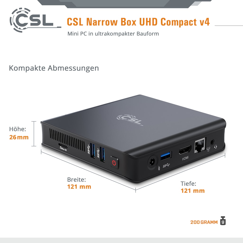 CSL Mini-PC »Narro Box Ultra HD Compact v4 / 1000 GB / Win 11 Home«