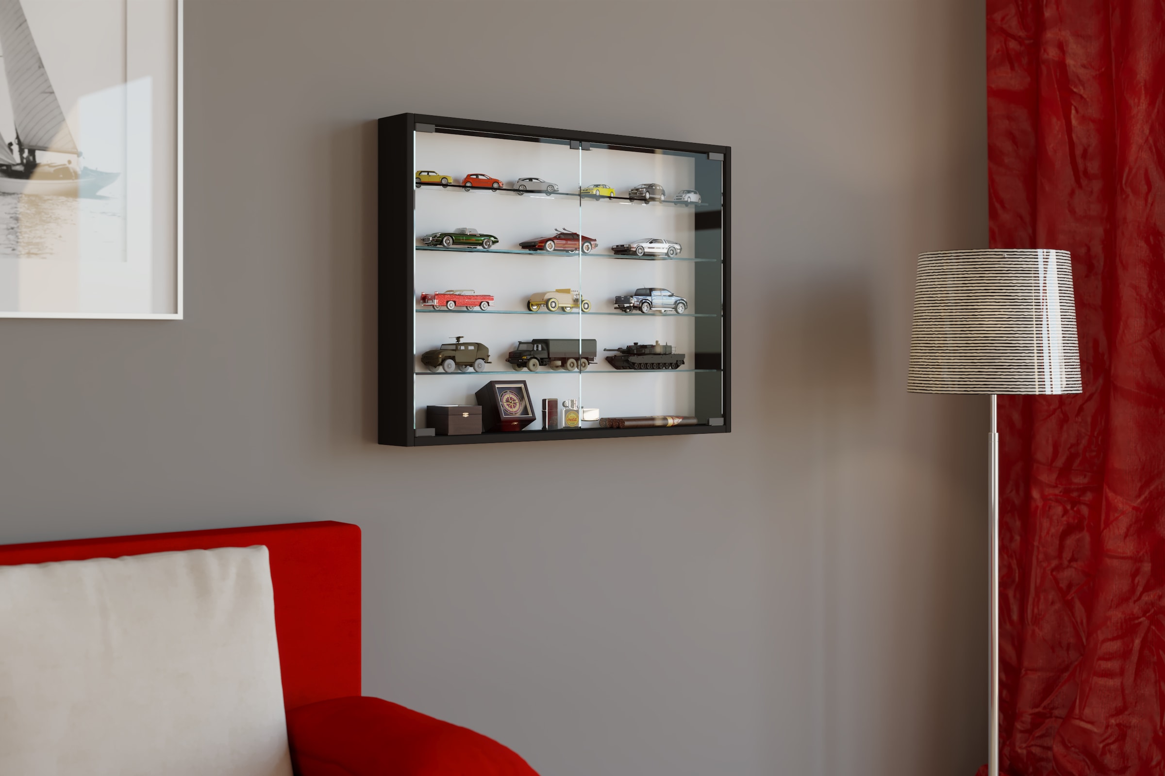 VCM Wandregal »Hängevitrine Wandvitrine Sammel Deko Mandosa L« 1 Stk. tlg.