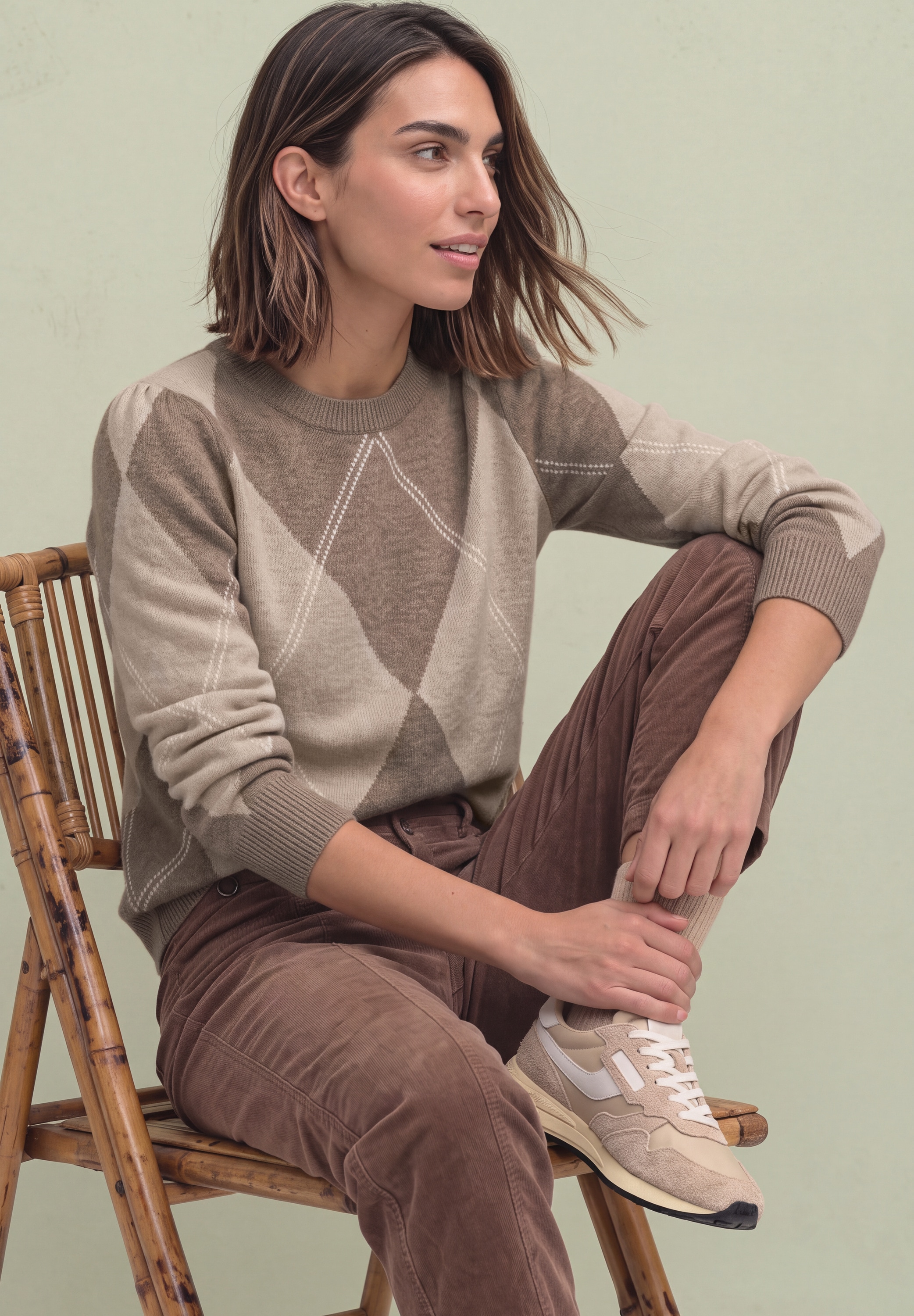 STREET ONE Strickpullover im Karo-Look / Rundhals / Stretch