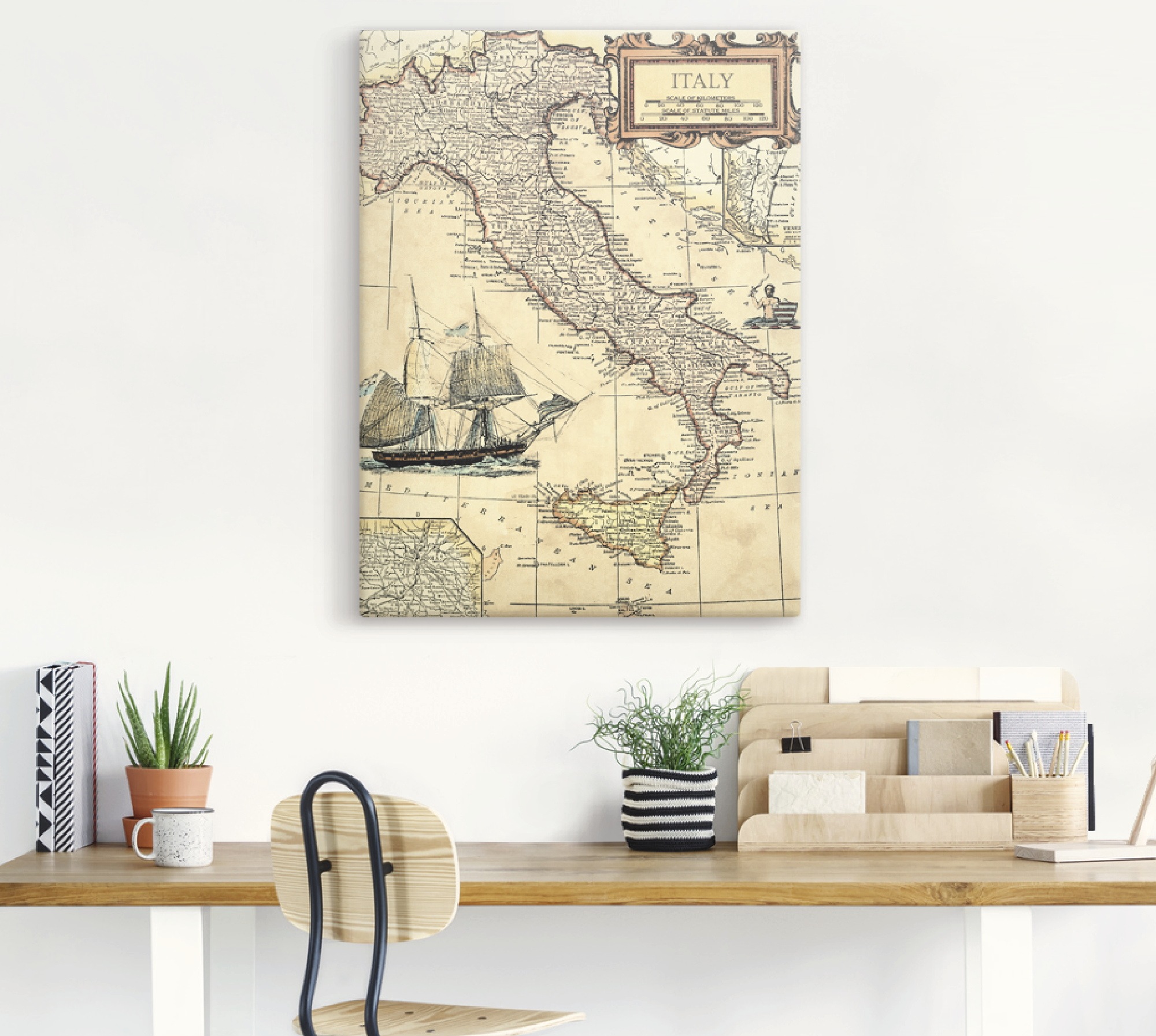 Artland Wandbild »Italienkarte«, Landkarten, (1 St.), als Leinwandbild, Poster in verschied. Größen