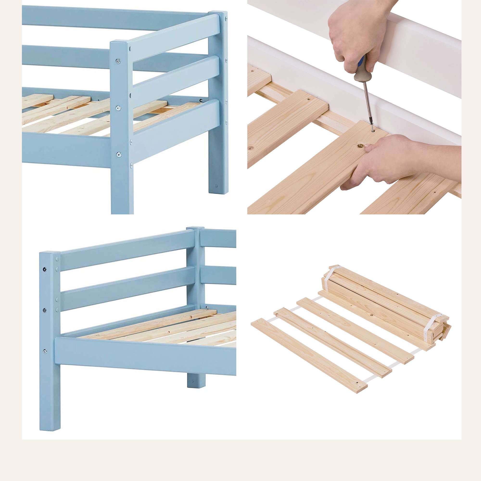 Hoppekids Daybett »Kinderbett ECO Dream, Einzelbett, Juniorbett 90x200«, (Bett), Weiß, Grün, Blau, Rosa, Grau