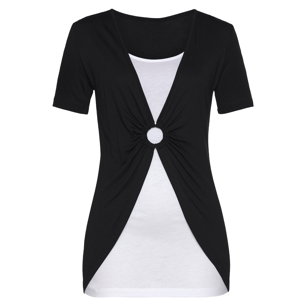 Vivance 2-in-1-Shirt, mit Ringdetail vorne, T-Shirt, Kurzarmshirt, lockere Passform