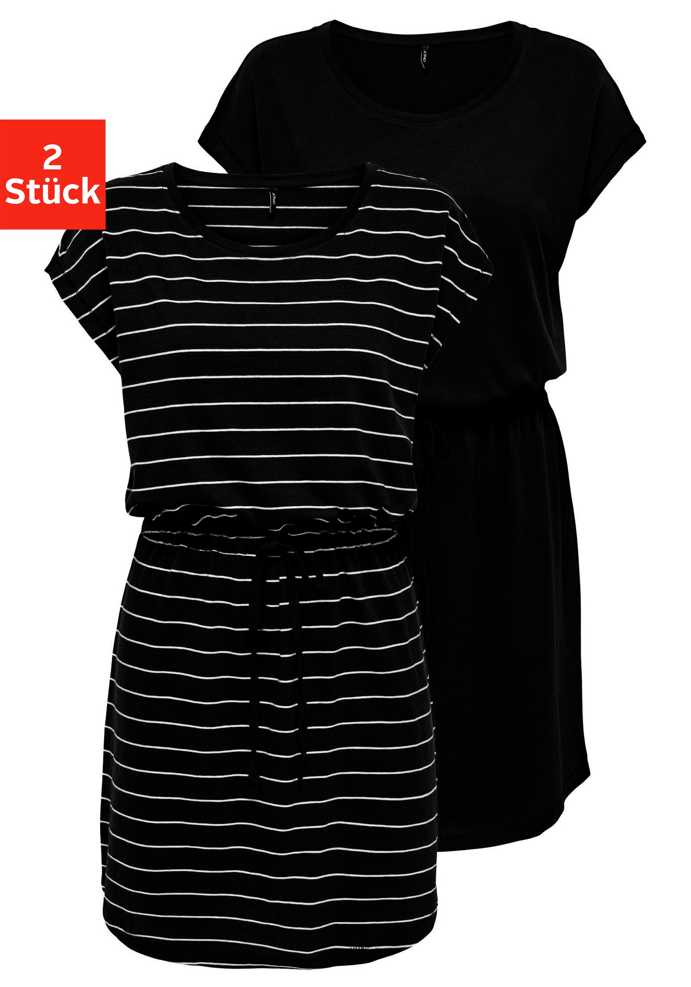ONLY Shirtkleid »ONLMAY LIFE S/S DRESS 2 PACK CS JRS« 2er-Pack,  Baumwolle, regular fit, Rundhals