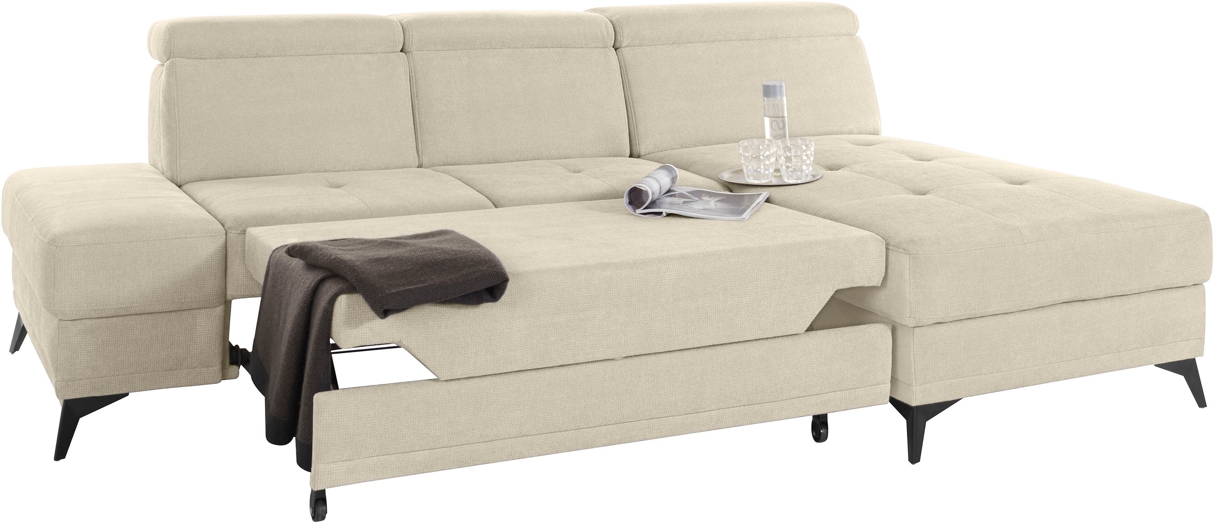 INOSIGN Ecksofa »Cardiz L-Form«, inkl.Kopfteilverstellung und Federkern wahlweise mit Bettfunktion