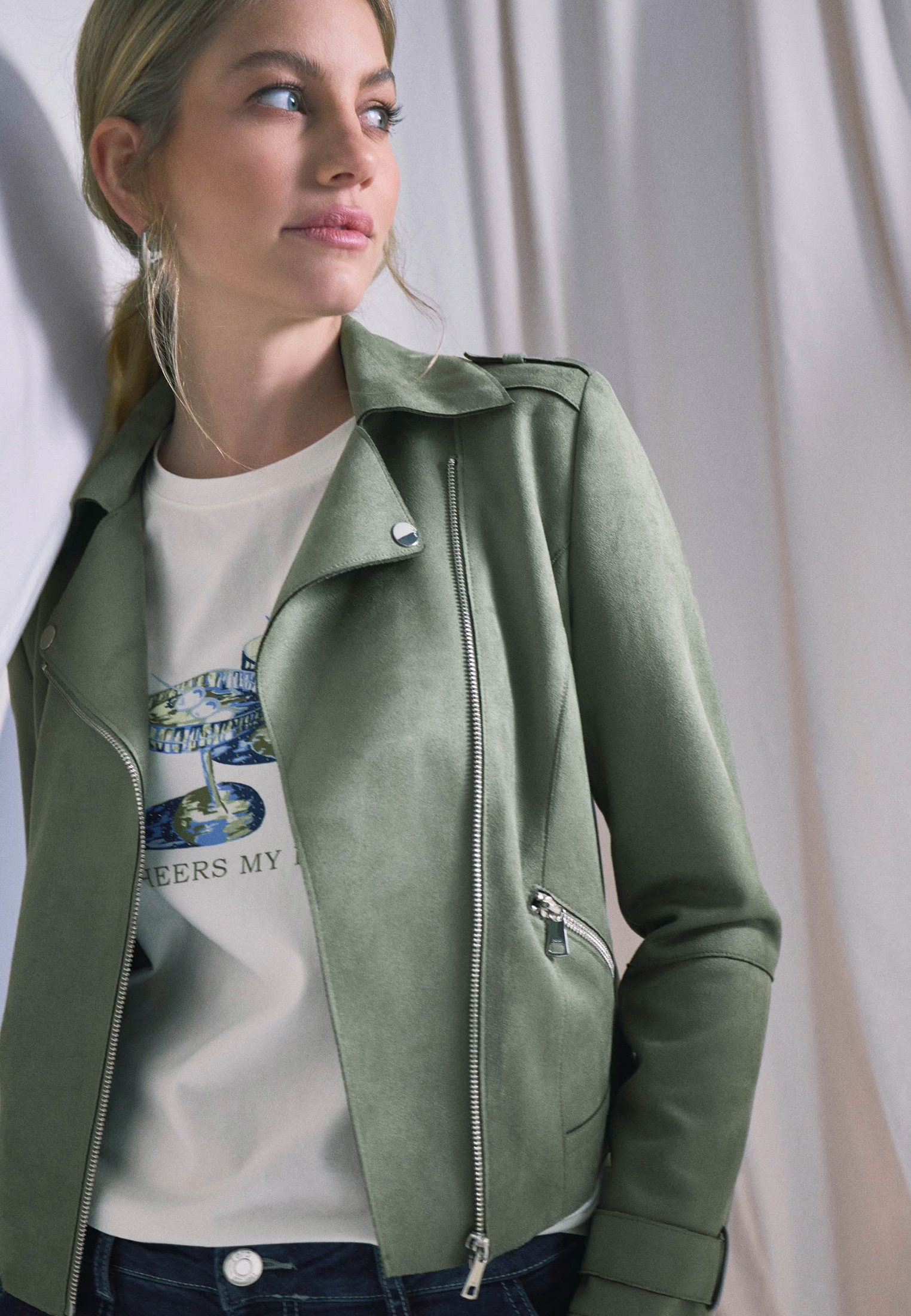 Zero Jackenblazer »Velourslederjacke mit Reißverschluss«