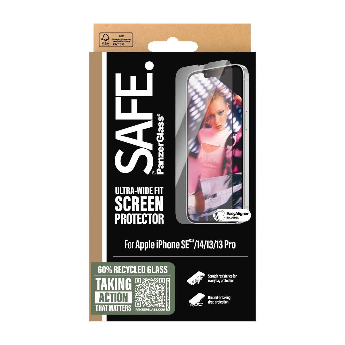 SAFE by PanzerGlass Displayschutzglas »Ultra-Wide Fit Screen Protection«, für Apple iPhone 16e-Apple iPhone 14-Apple iPhone 13/13 Pro, Displayschutzfolie, Schutzfolie, Bildschirmschutz, kratz- & stoßfest