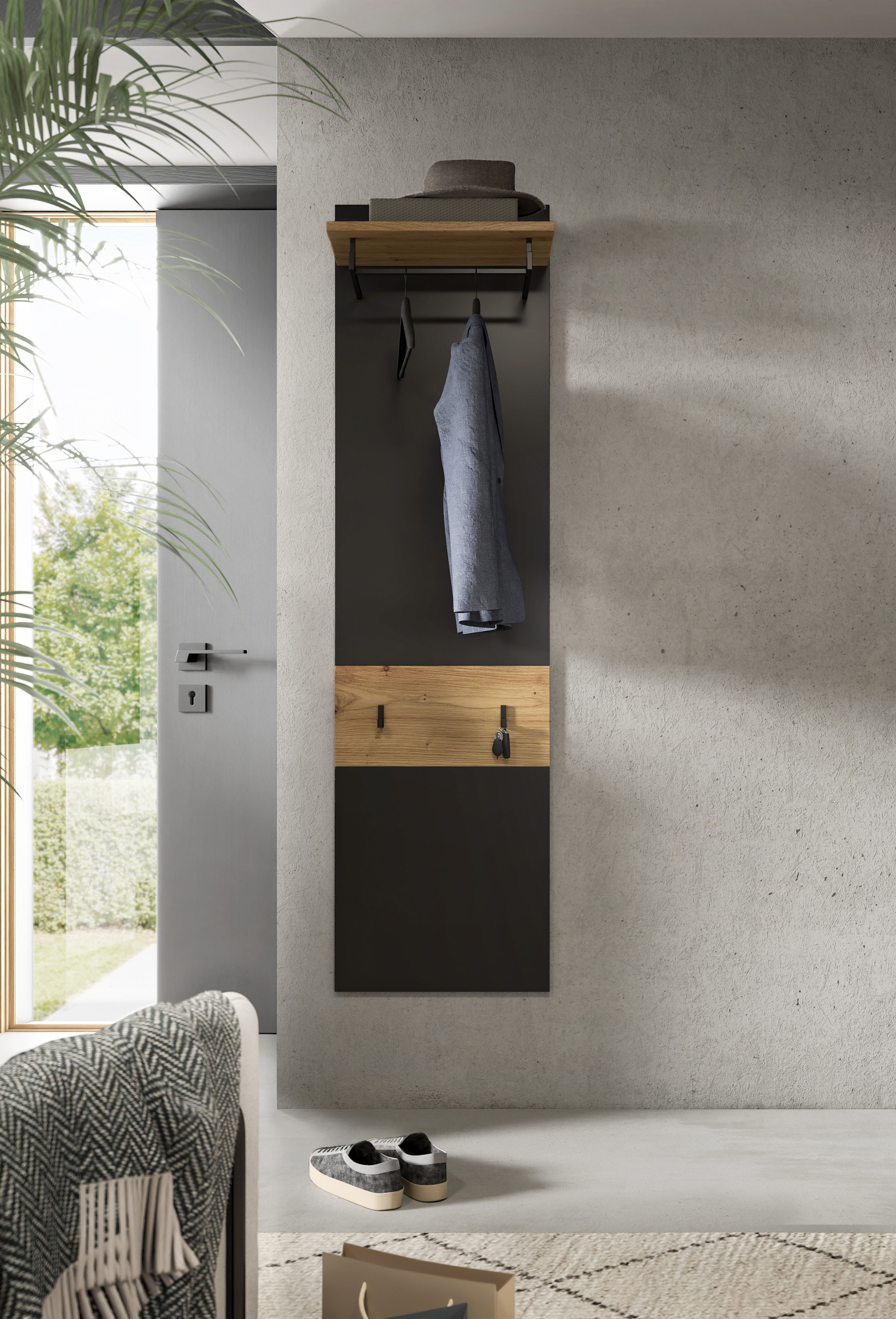 Home affaire Garderobenpaneel »REHAT, TOPSELLER!, Höhe 165 cm, Hutablage, 2 Haken, Garderobenstange« in verschiedenen Farben erhältlich, 1 Stk. tlg. Paneel, Wandboard, Garderobe, Garderobenleiste, Garderobenboard
